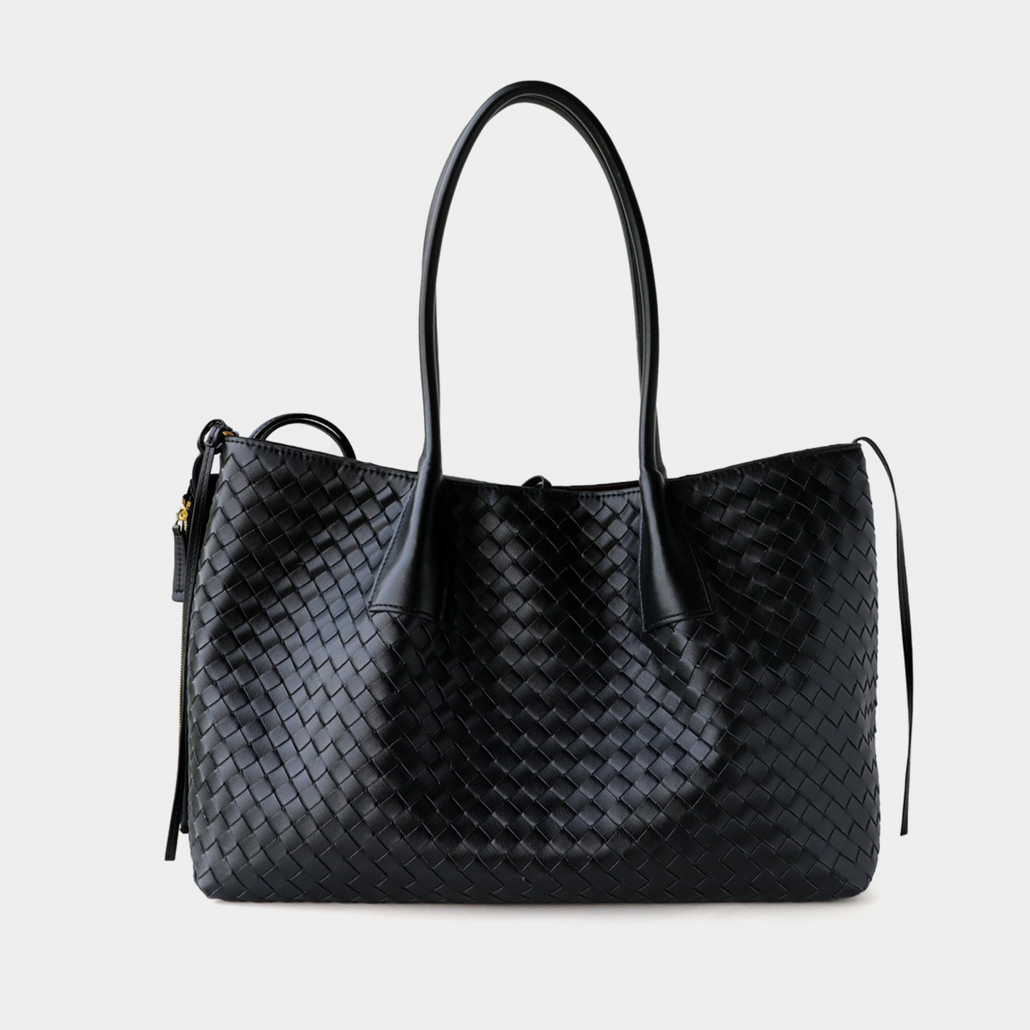 Woven Carryall Leather Shoulder Tote