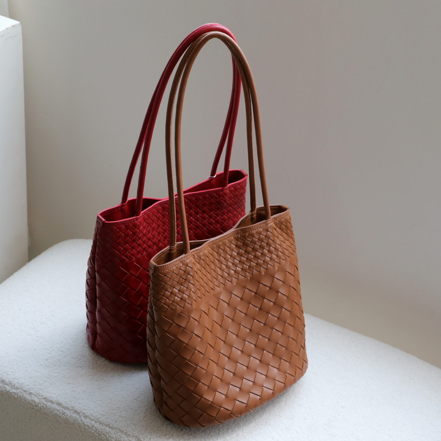 Woven Lightweight Leather Tote Bag