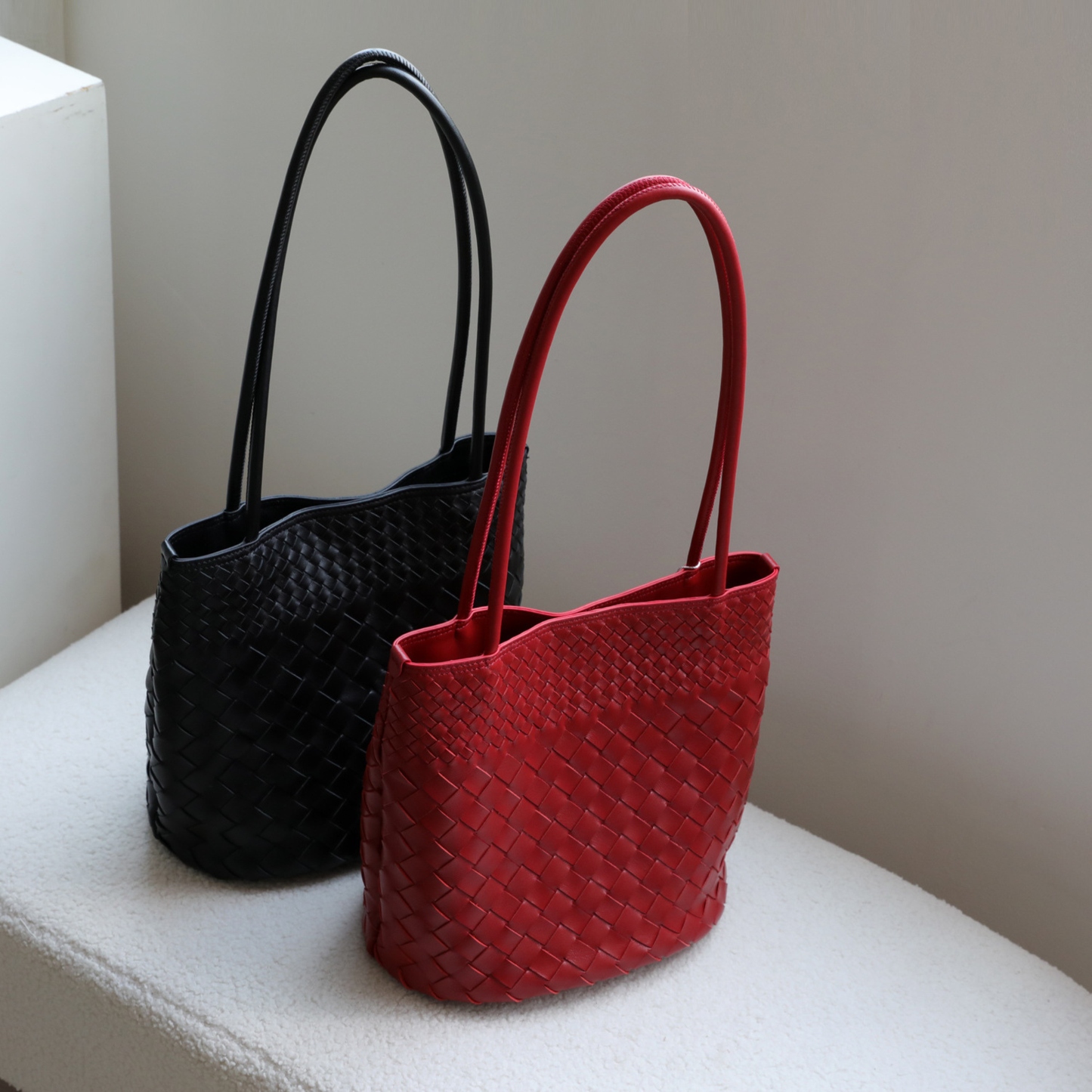 Woven Lightweight Leather Tote Bag