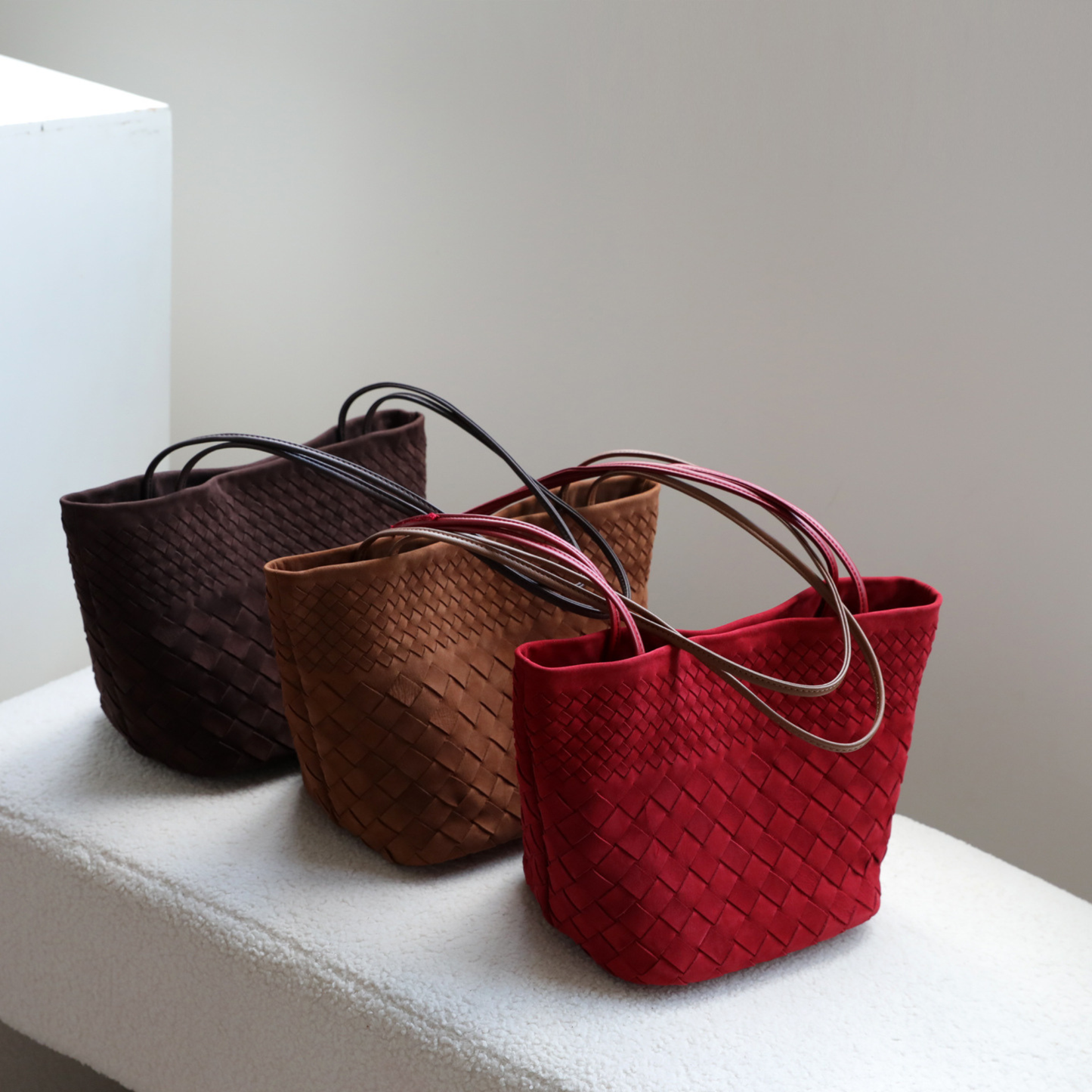 Woven Lightweight Leather Tote Bag