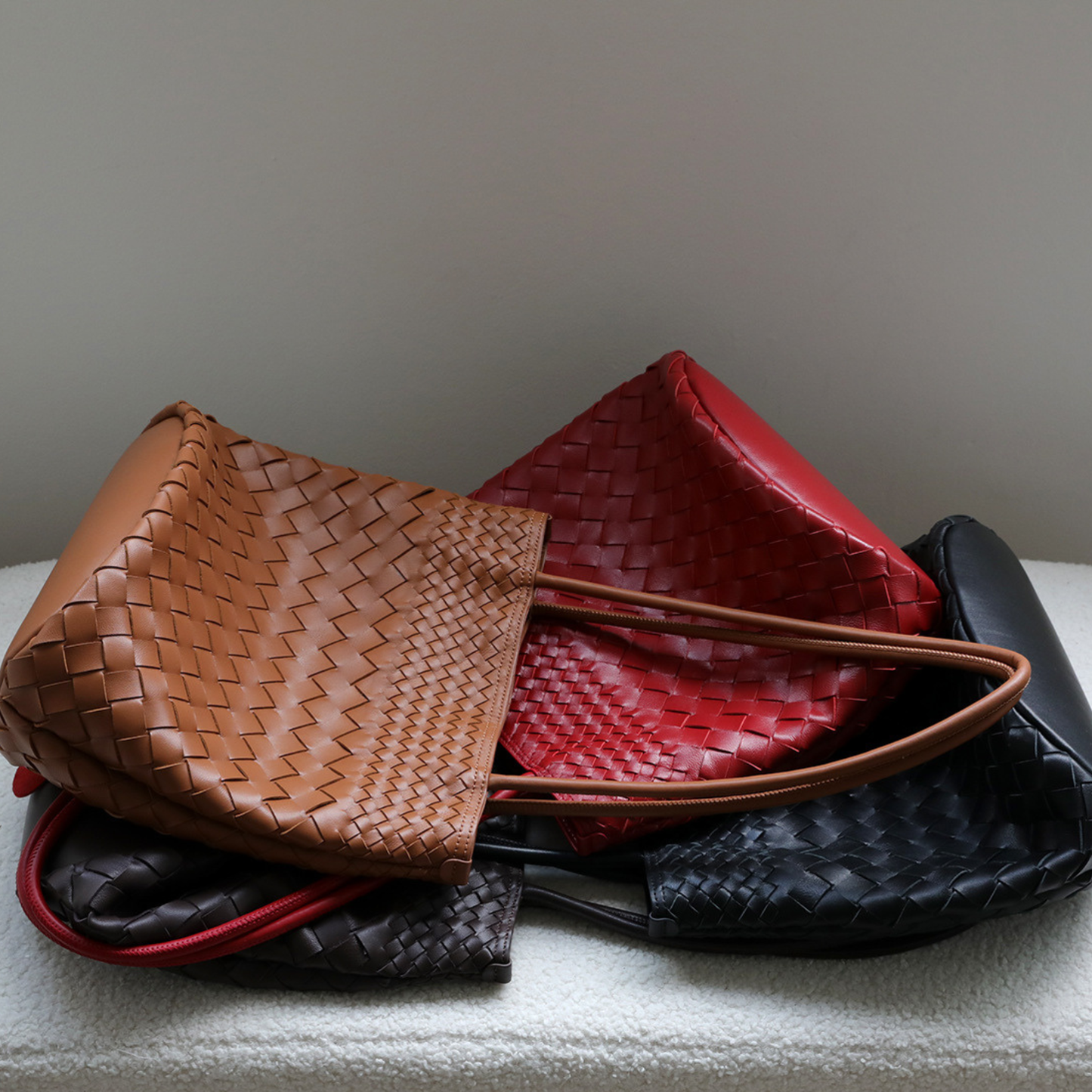 Woven Lightweight Leather Tote Bag