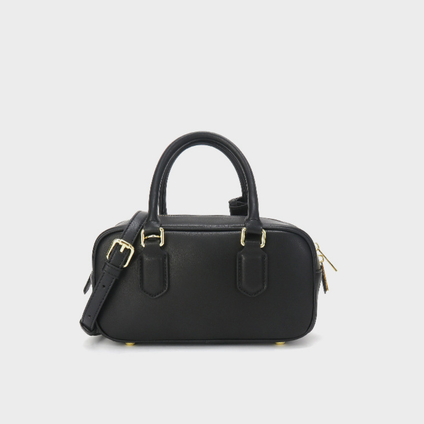 Compact Boxy Leather Bowling Top‑Handle Bag