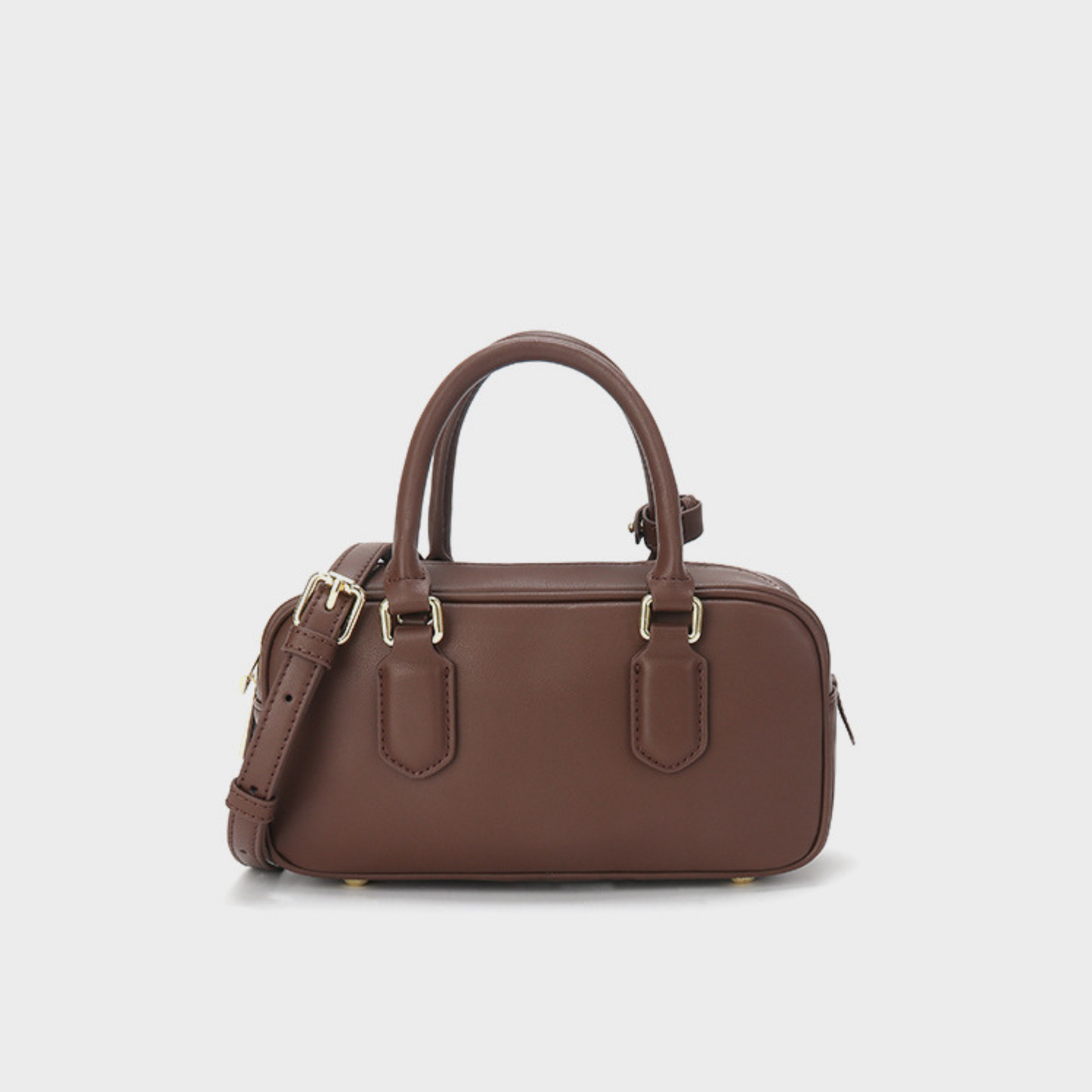 Compact Boxy Leather Bowling Top‑Handle Bag