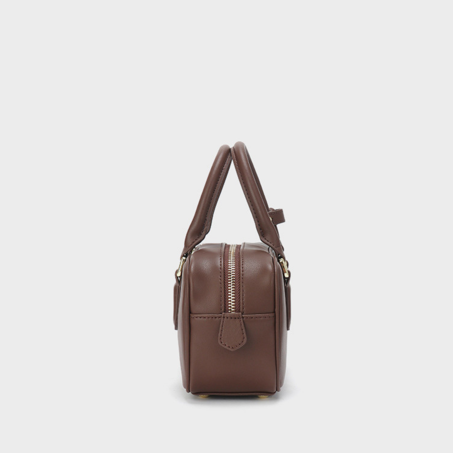 Compact Boxy Leather Bowling Top‑Handle Bag