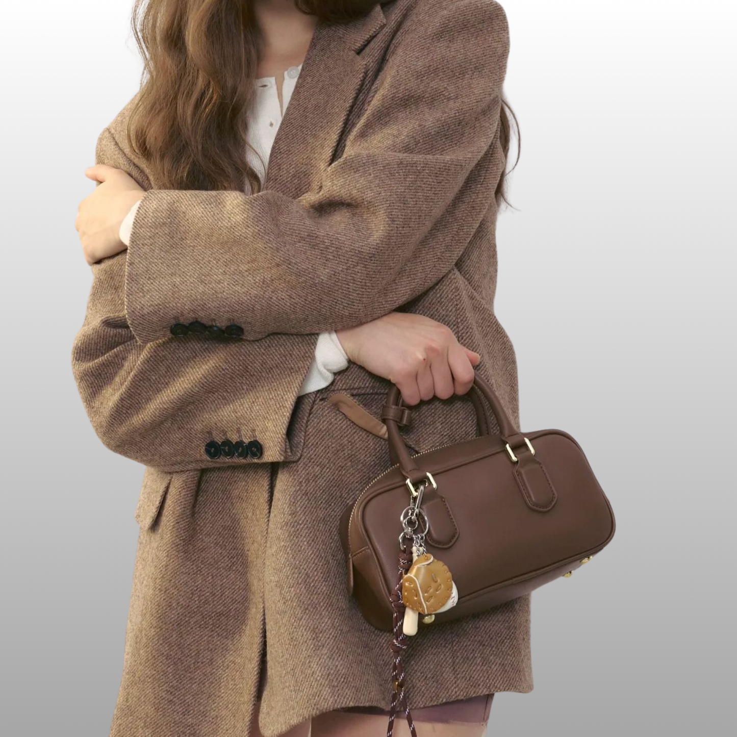 Compact Boxy Leather Bowling Top‑Handle Bag