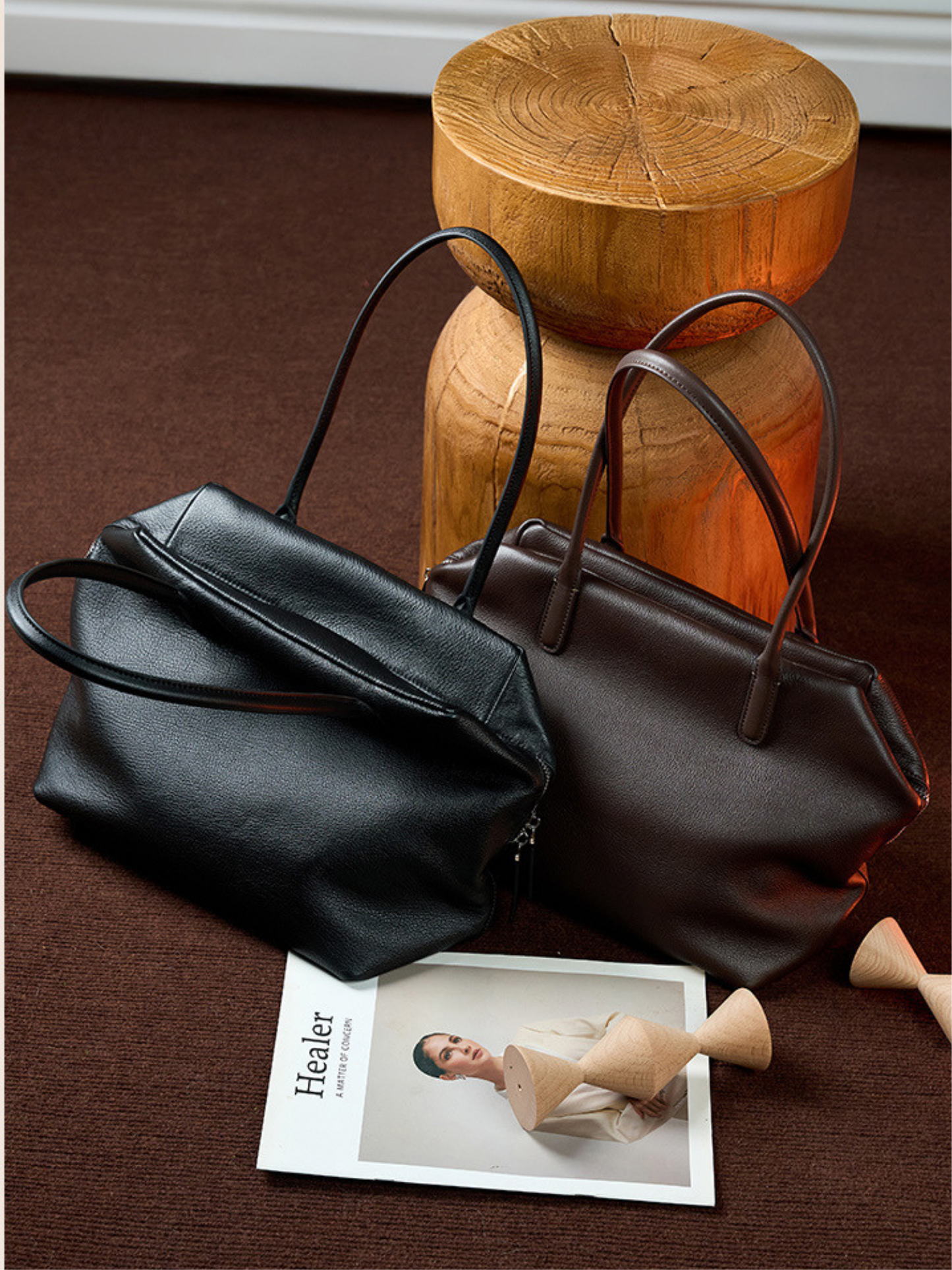 Minimalist Soft‑Grain Leather Tote Bag