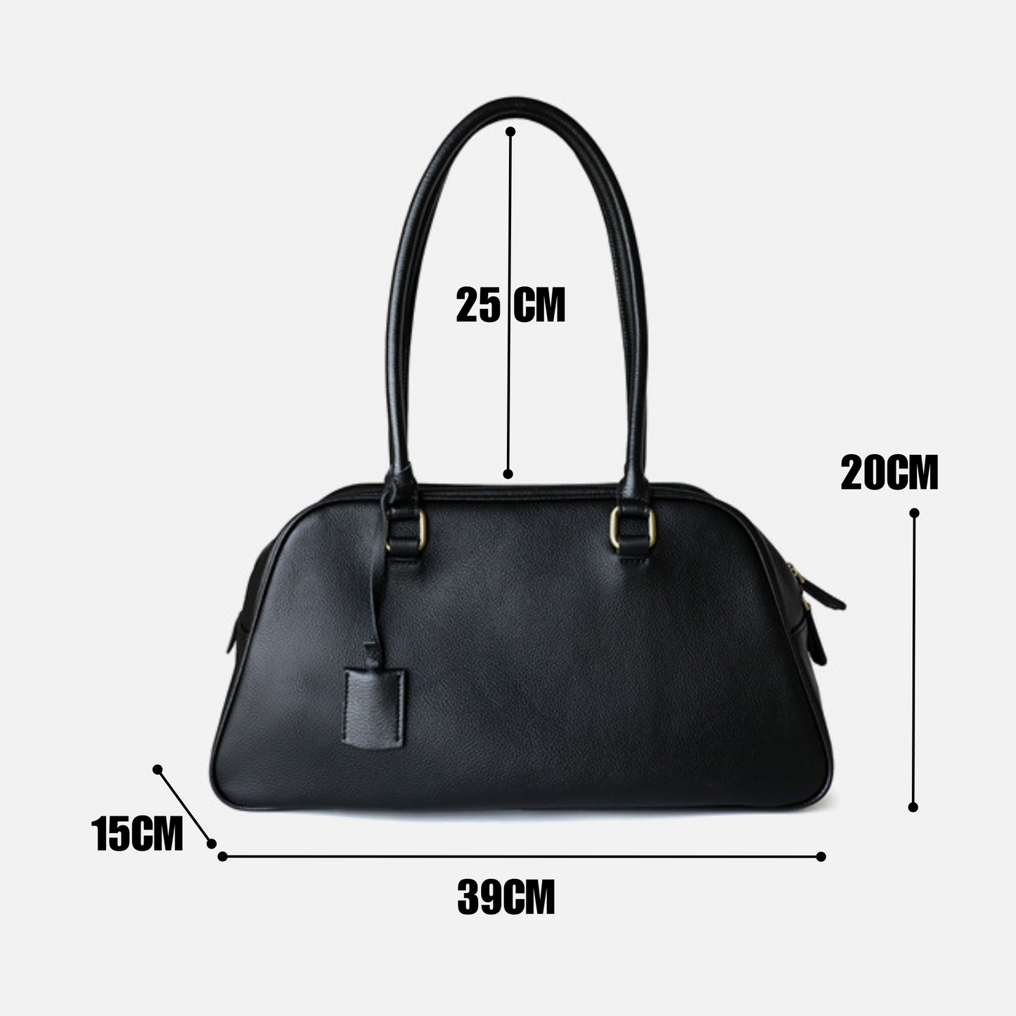Large Capacity Zip‑Top Natural Leather Shoulder Bag