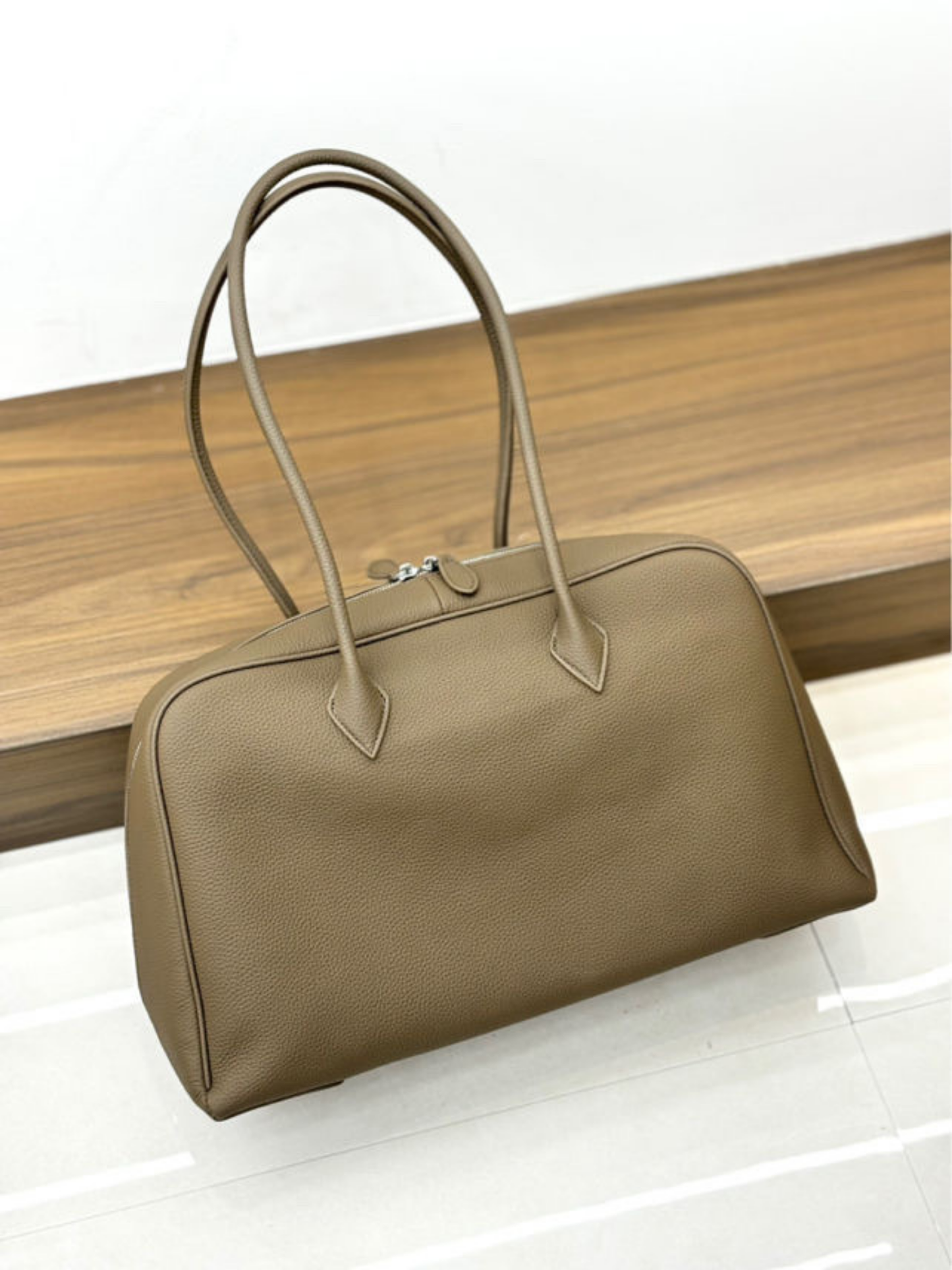 Classic Large Leather Bowling Bag
