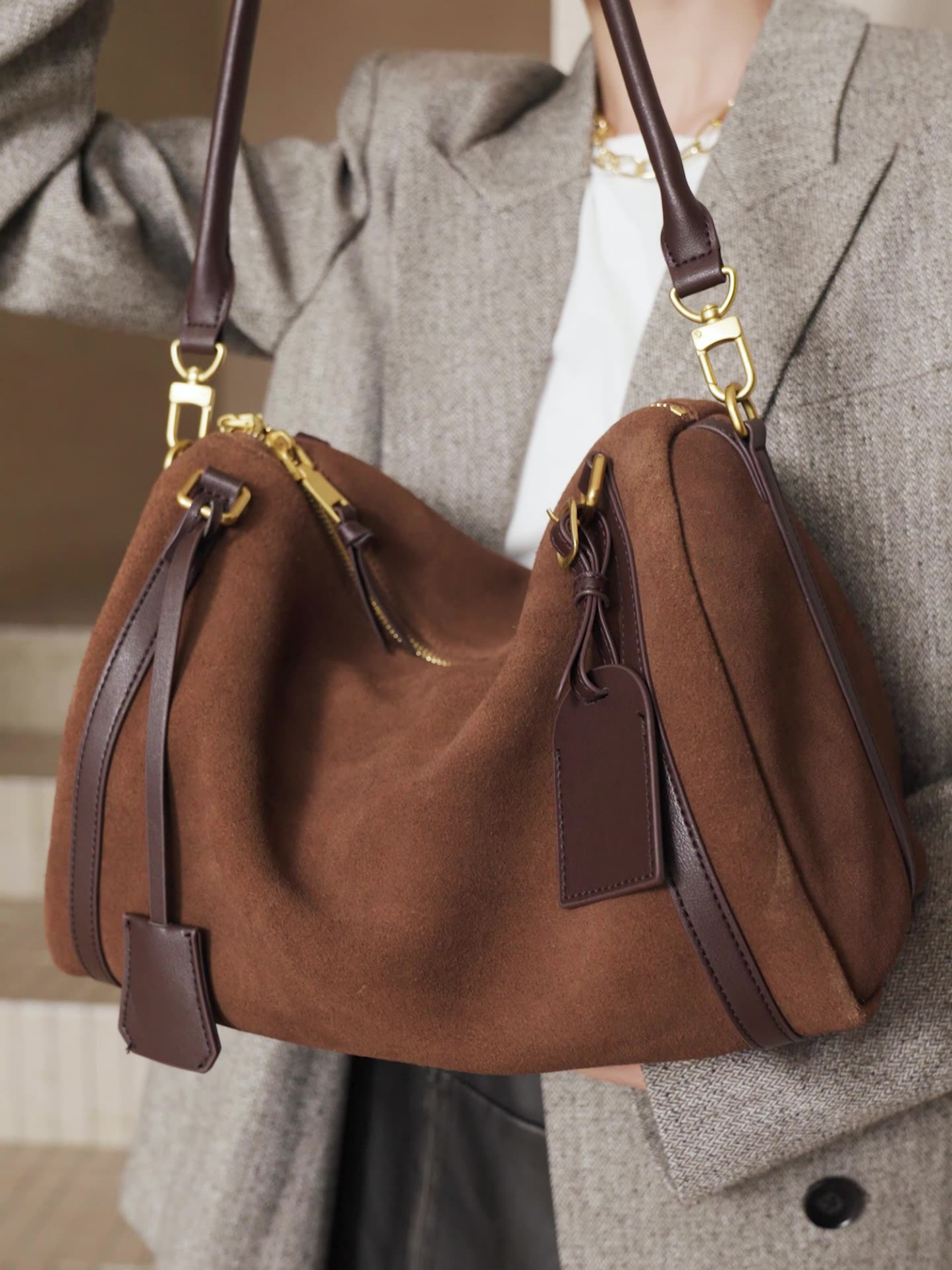 Top‑Handle Boston Leather Bag