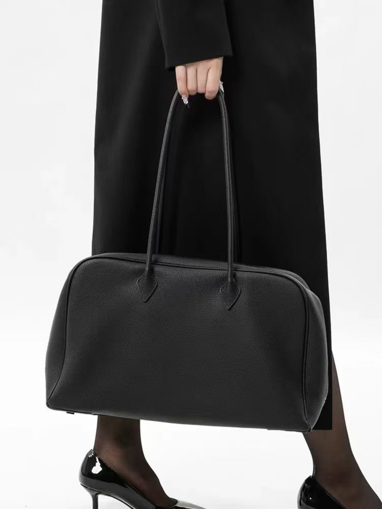 Classic Large Leather Bowling Bag