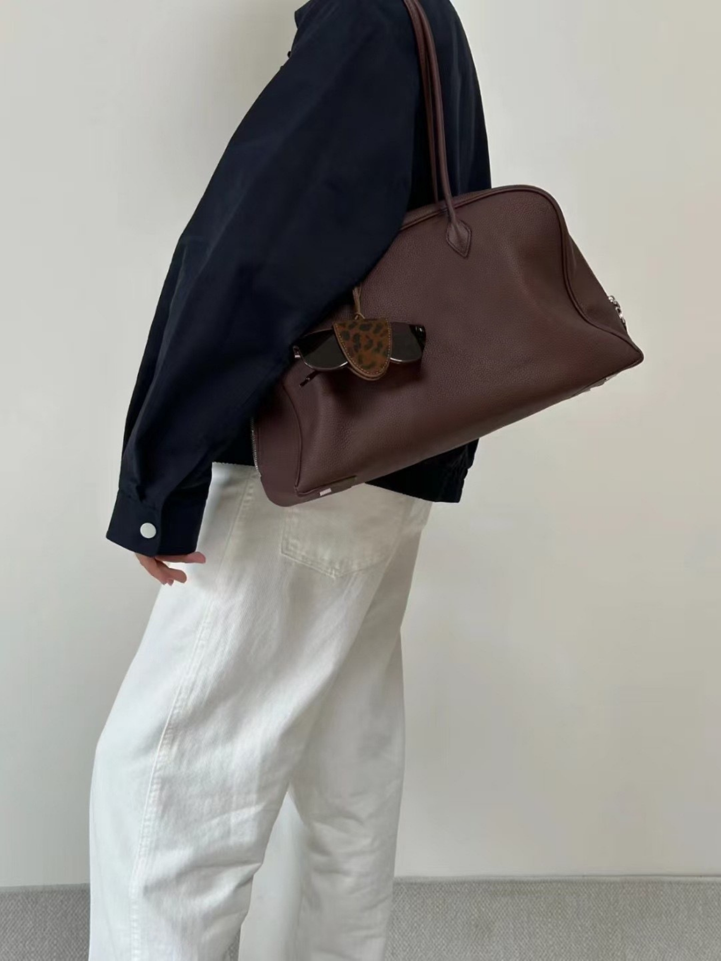 Classic Large Leather Bowling Bag
