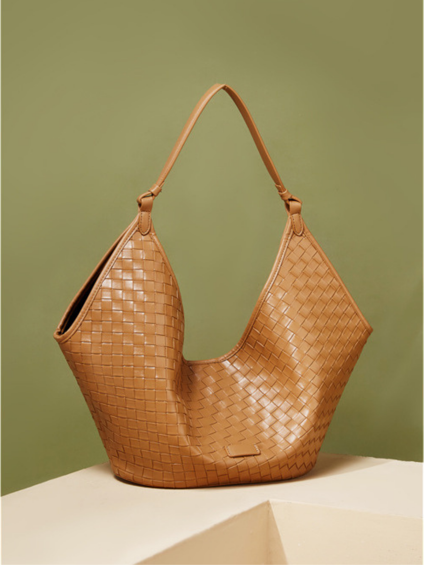Woven Leather Hobo Shoulder Tote