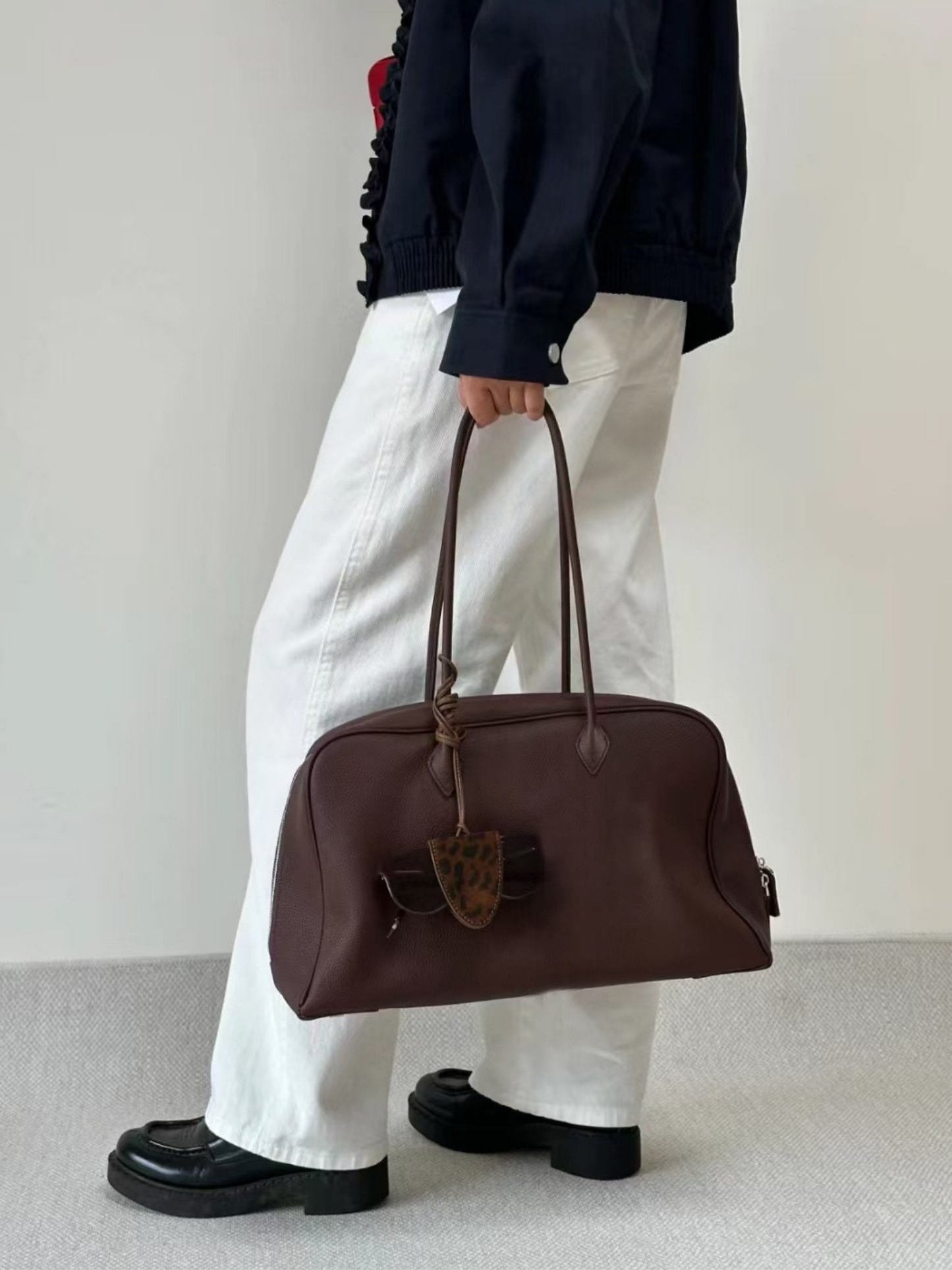 Classic Large Leather Bowling Bag