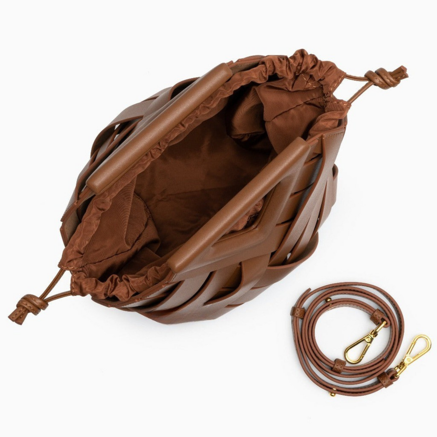 Woven-Style Leather Basket Bag