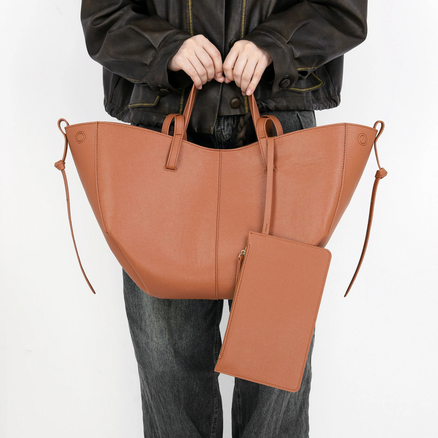 Textured Soft Leather Shoulder Bag