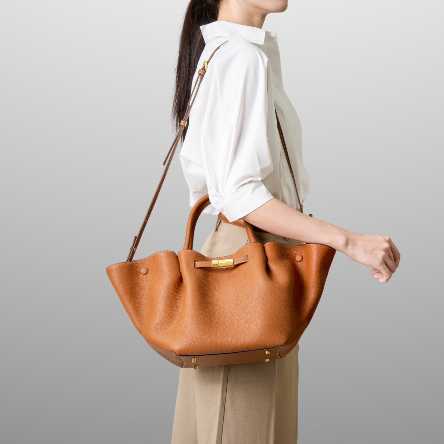 Structured Leather Tote Bag