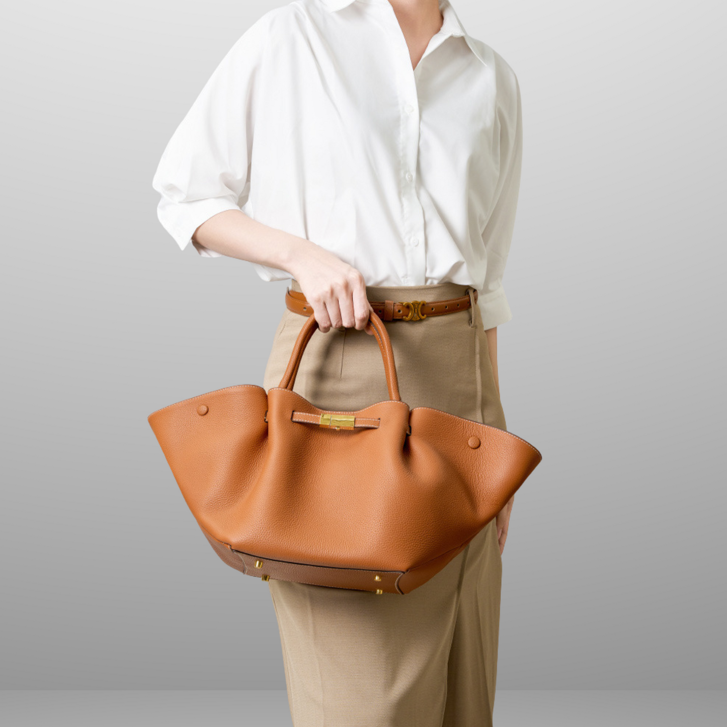Structured Leather Tote Bag