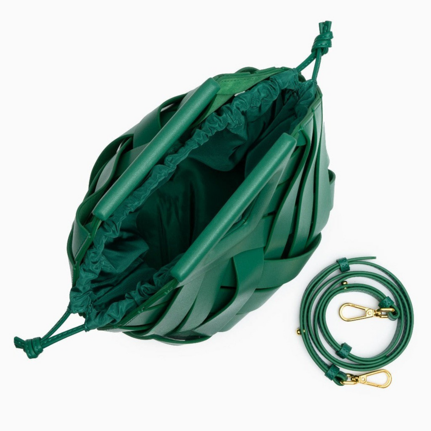 Woven-Style Leather Basket Bag
