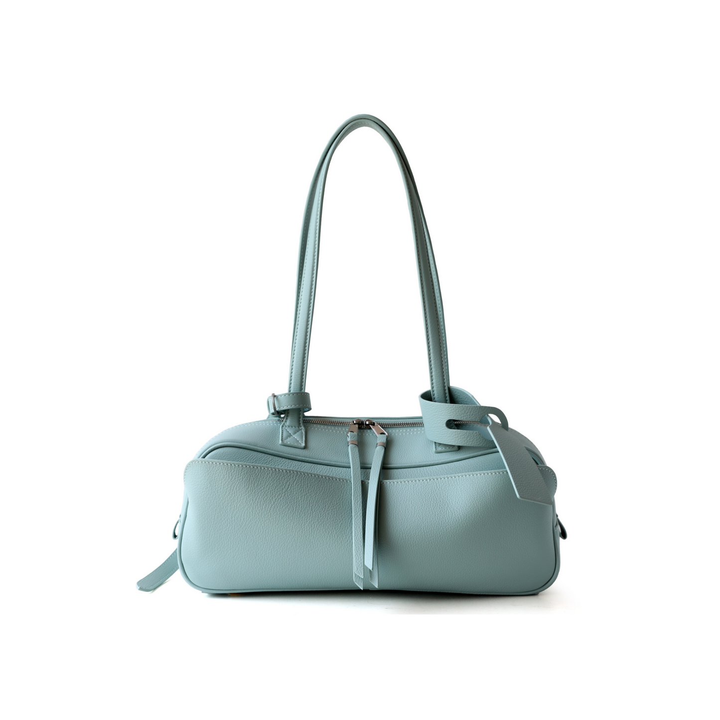 Top-Layer Leather Bowling Shoulder Bag