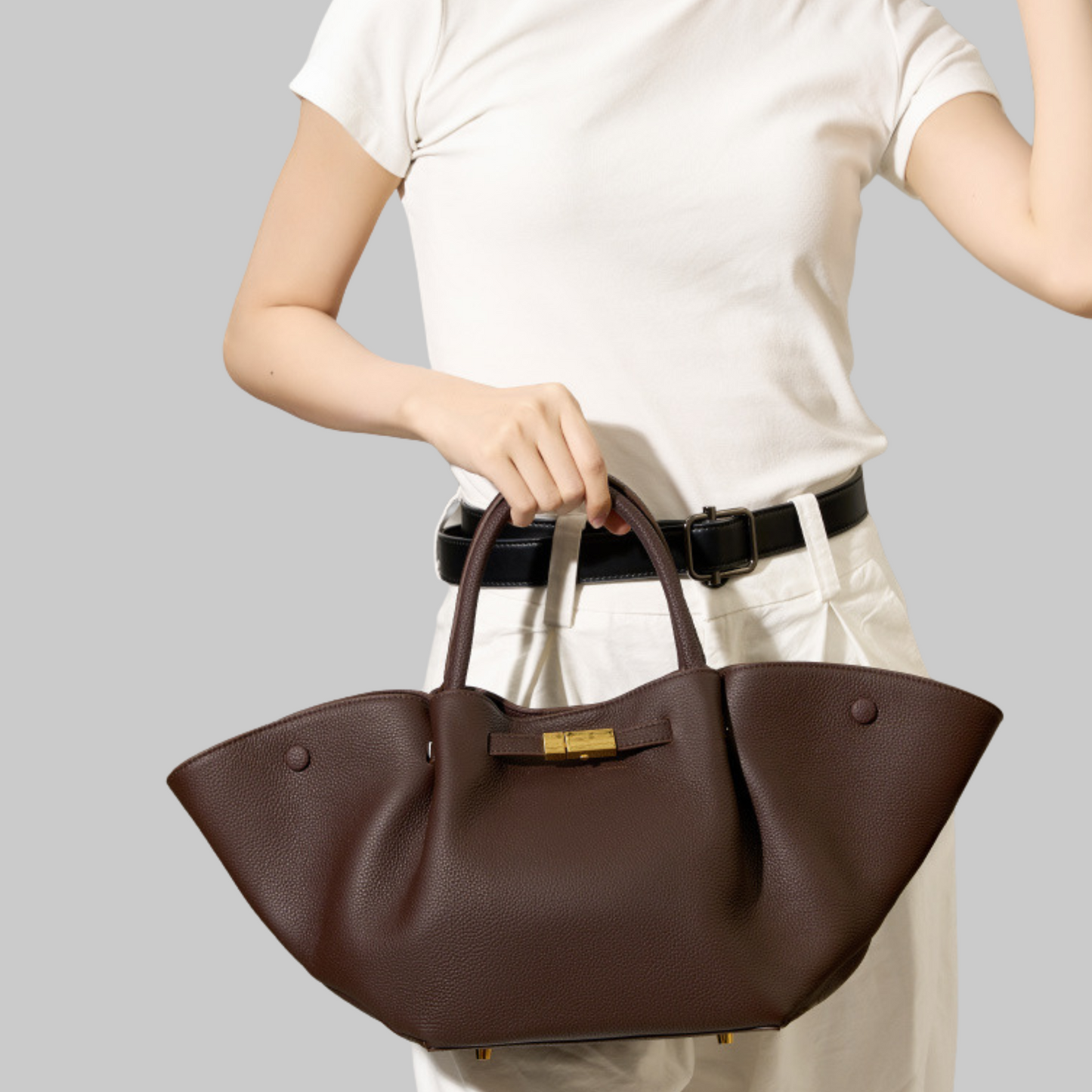 Structured Leather Tote Bag