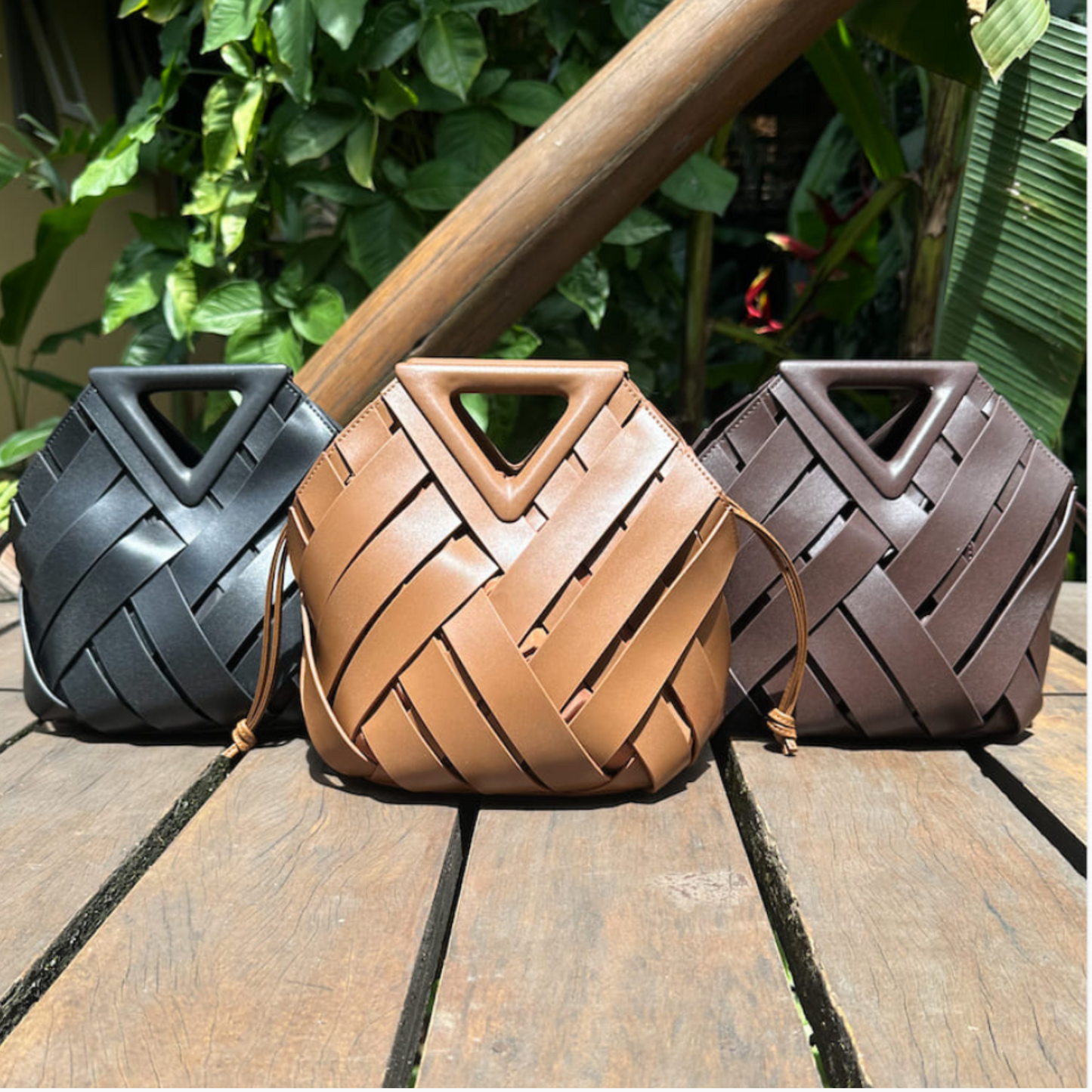 Woven-Style Leather Basket Bag