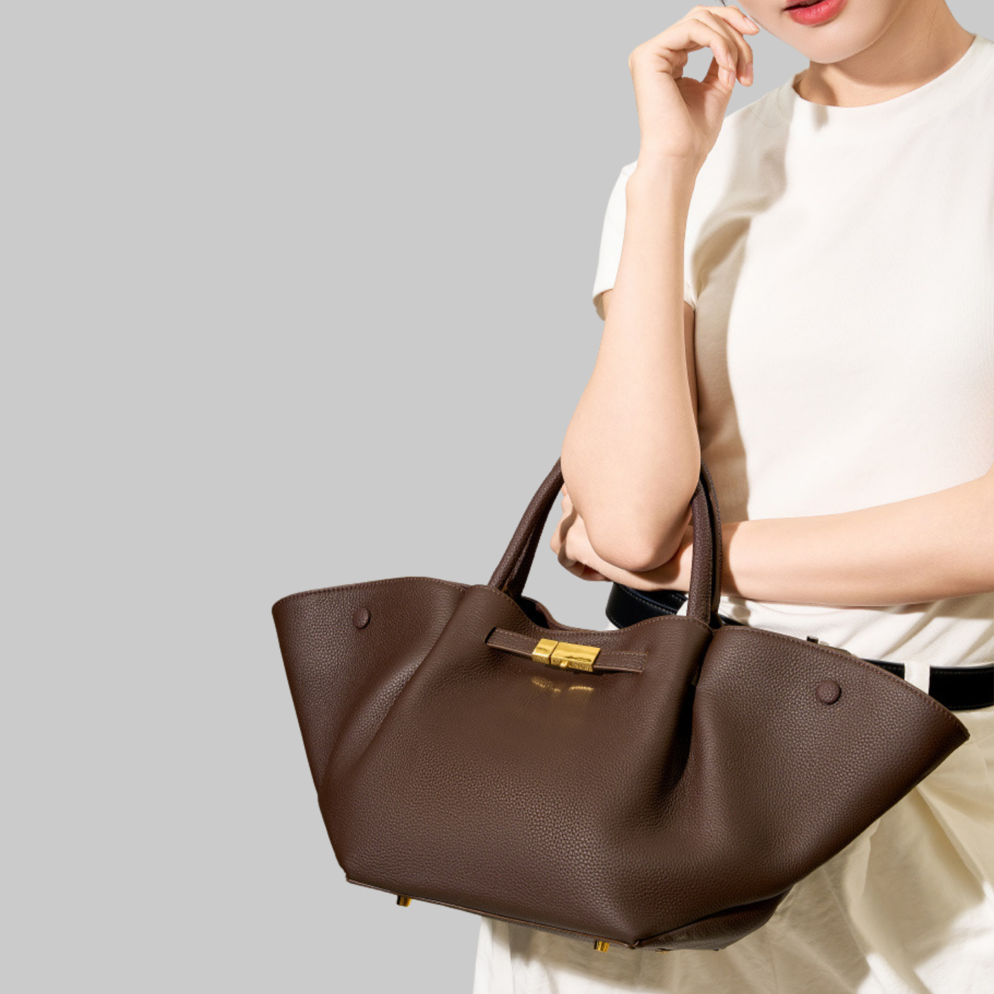 Structured Leather Tote Bag