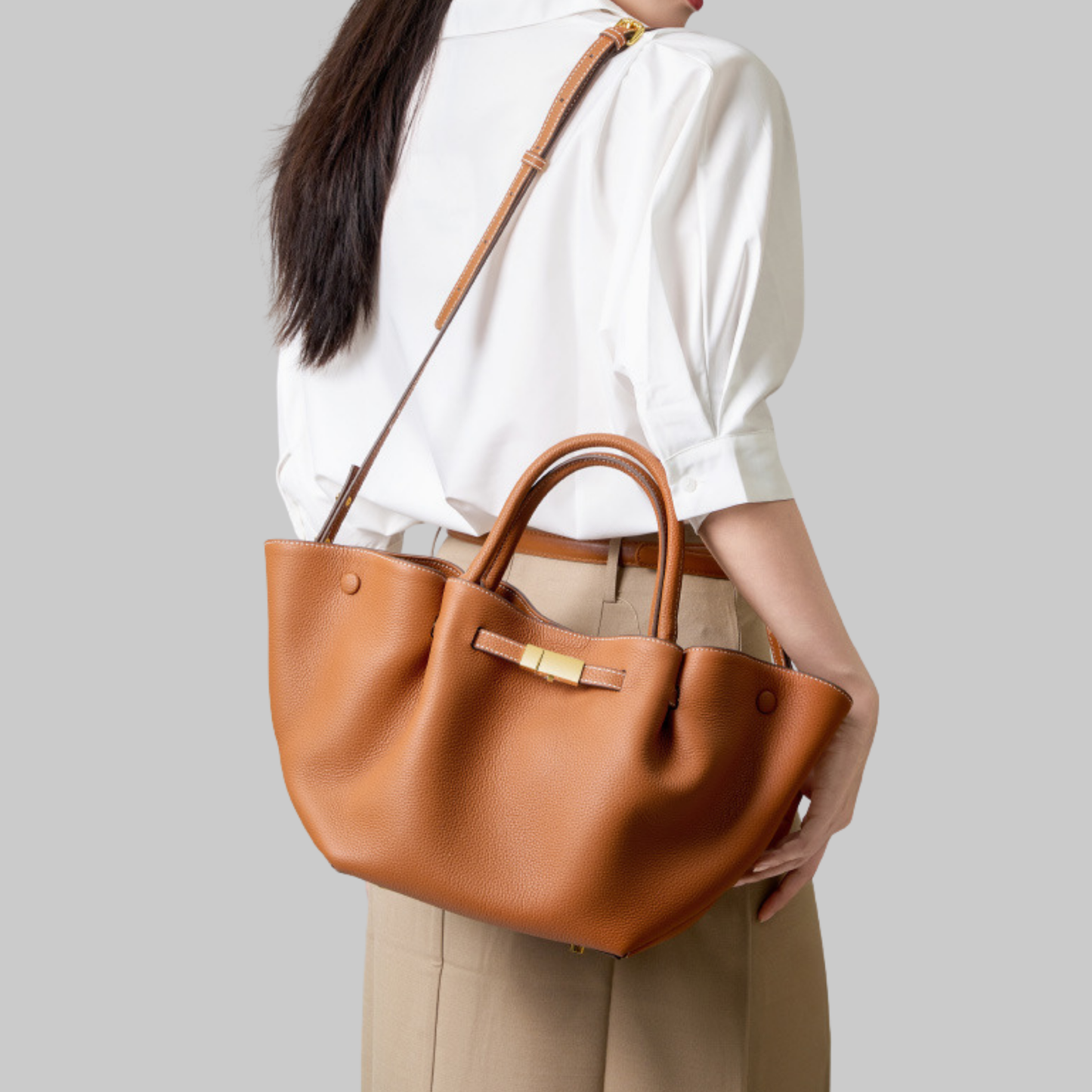 Structured Leather Tote Bag