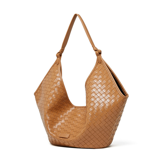 Woven Leather Hobo Shoulder Tote