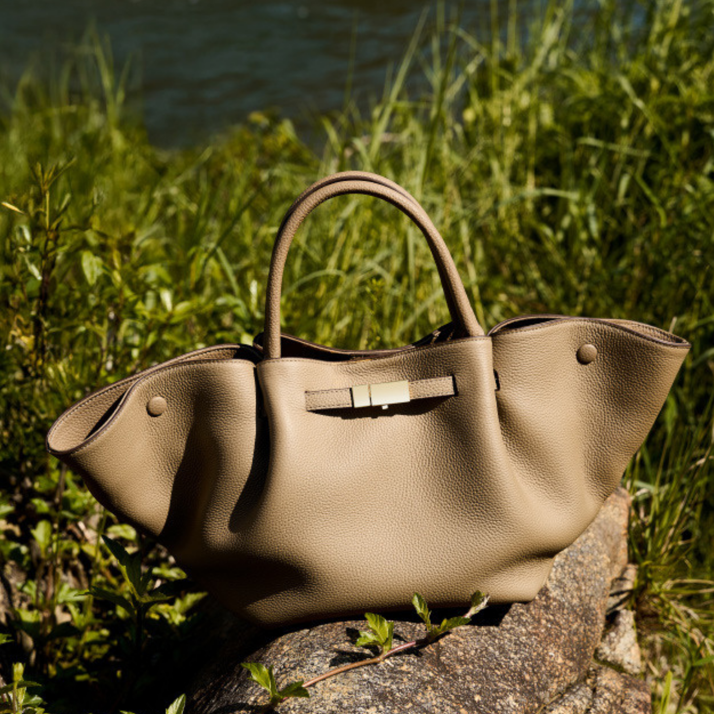 Structured Leather Tote Bag