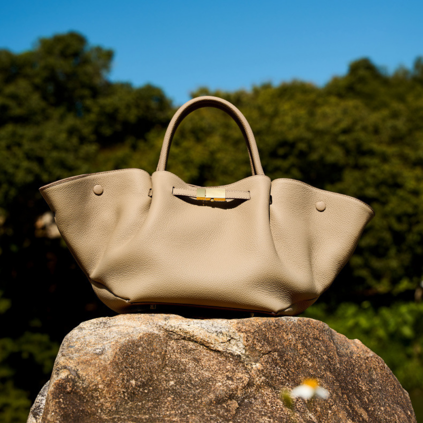 Structured Leather Tote Bag