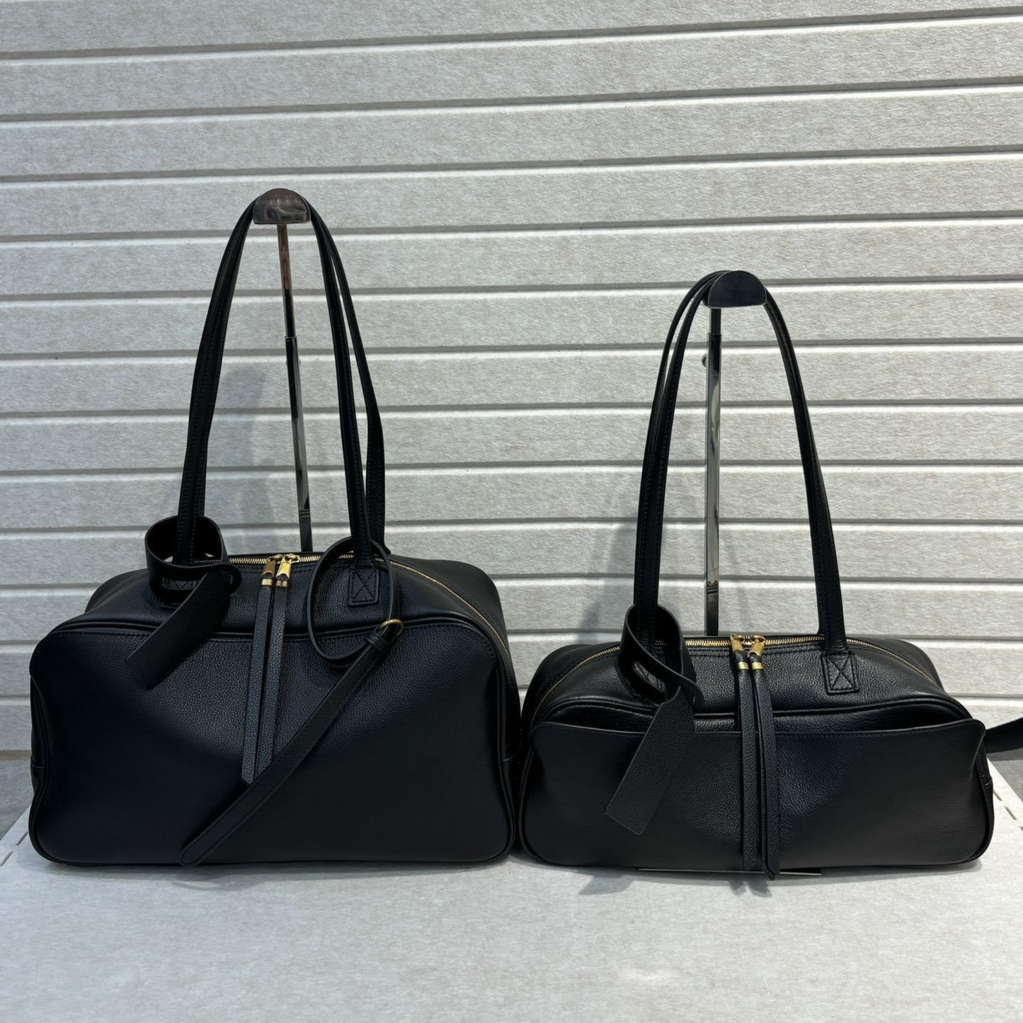 Top-Layer Leather Bowling Shoulder Bag