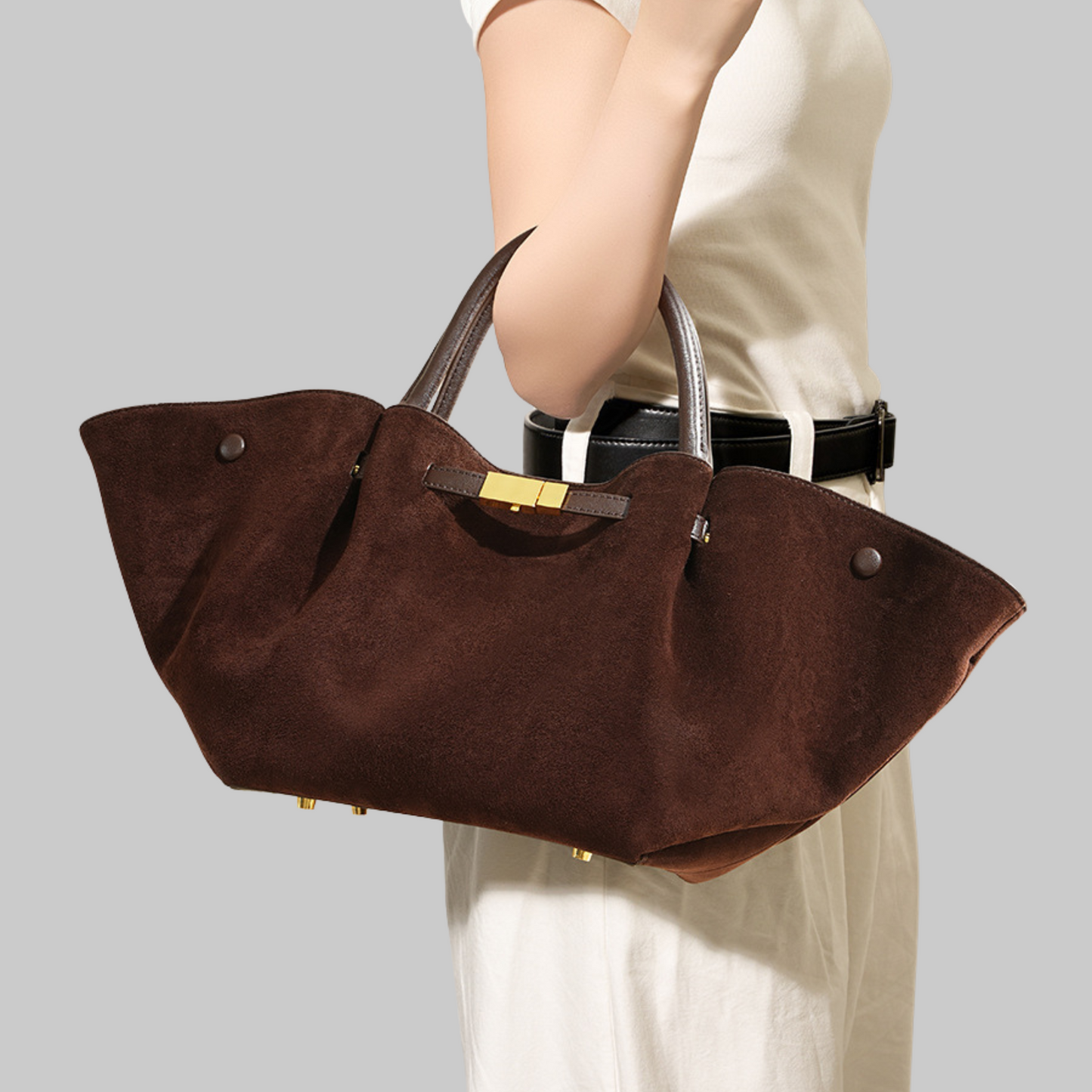 Structured Leather Tote Bag