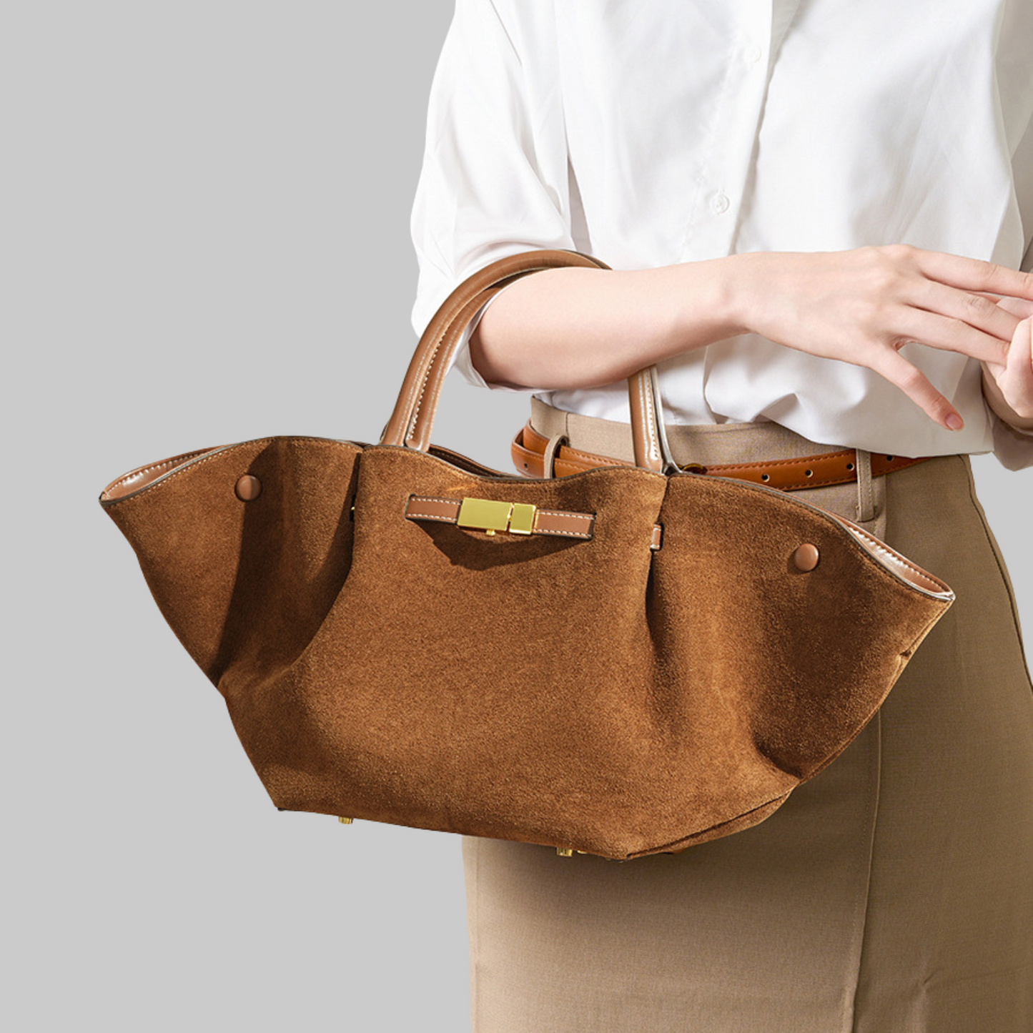 Structured Leather Tote Bag