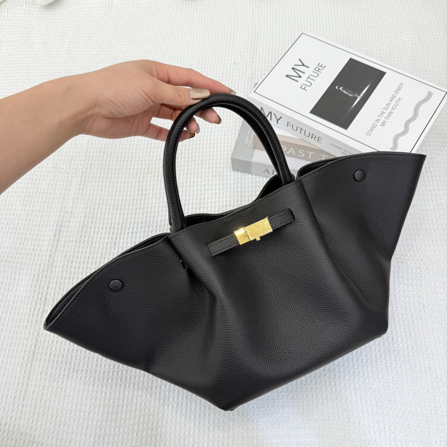 Structured Leather Tote Bag