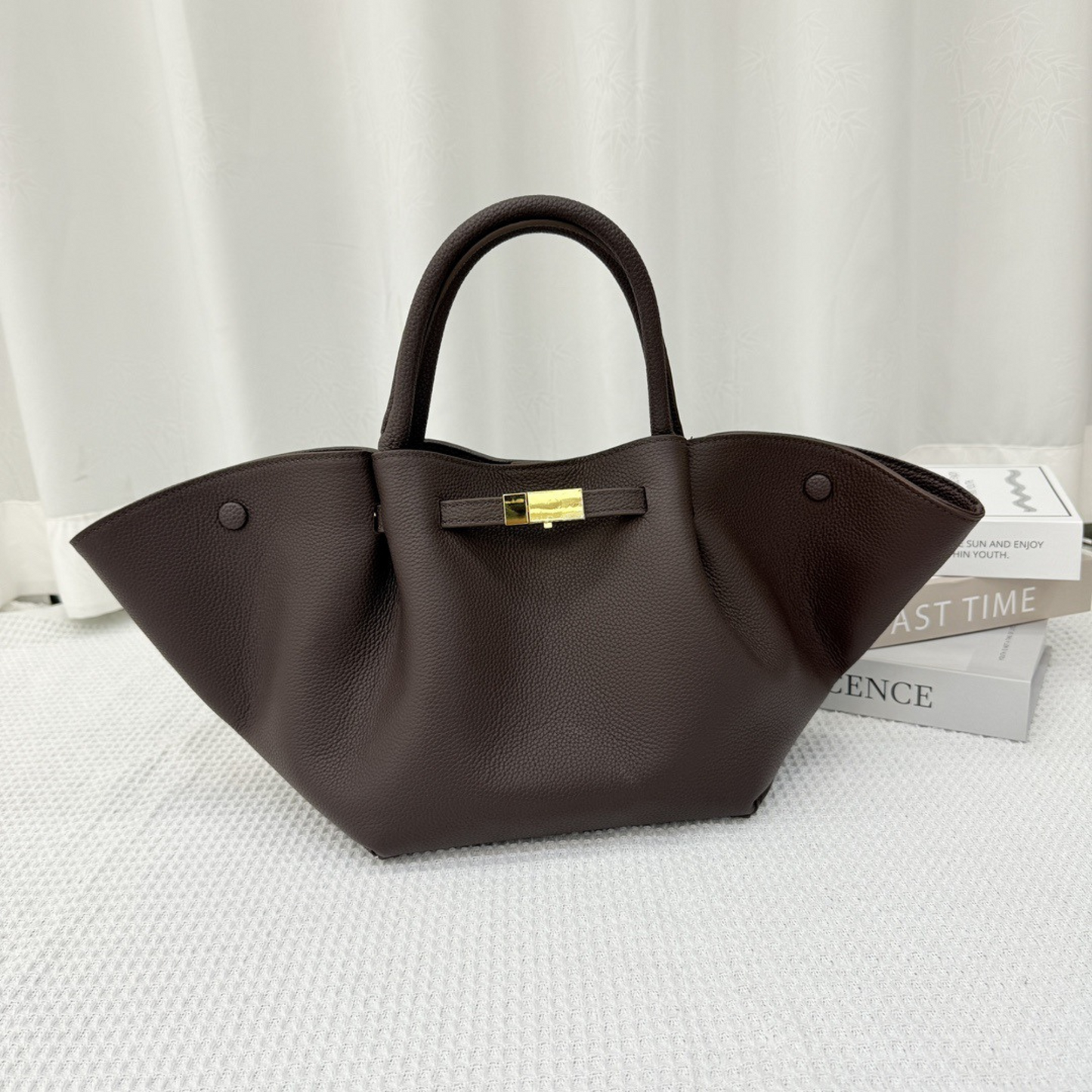 Structured Leather Tote Bag