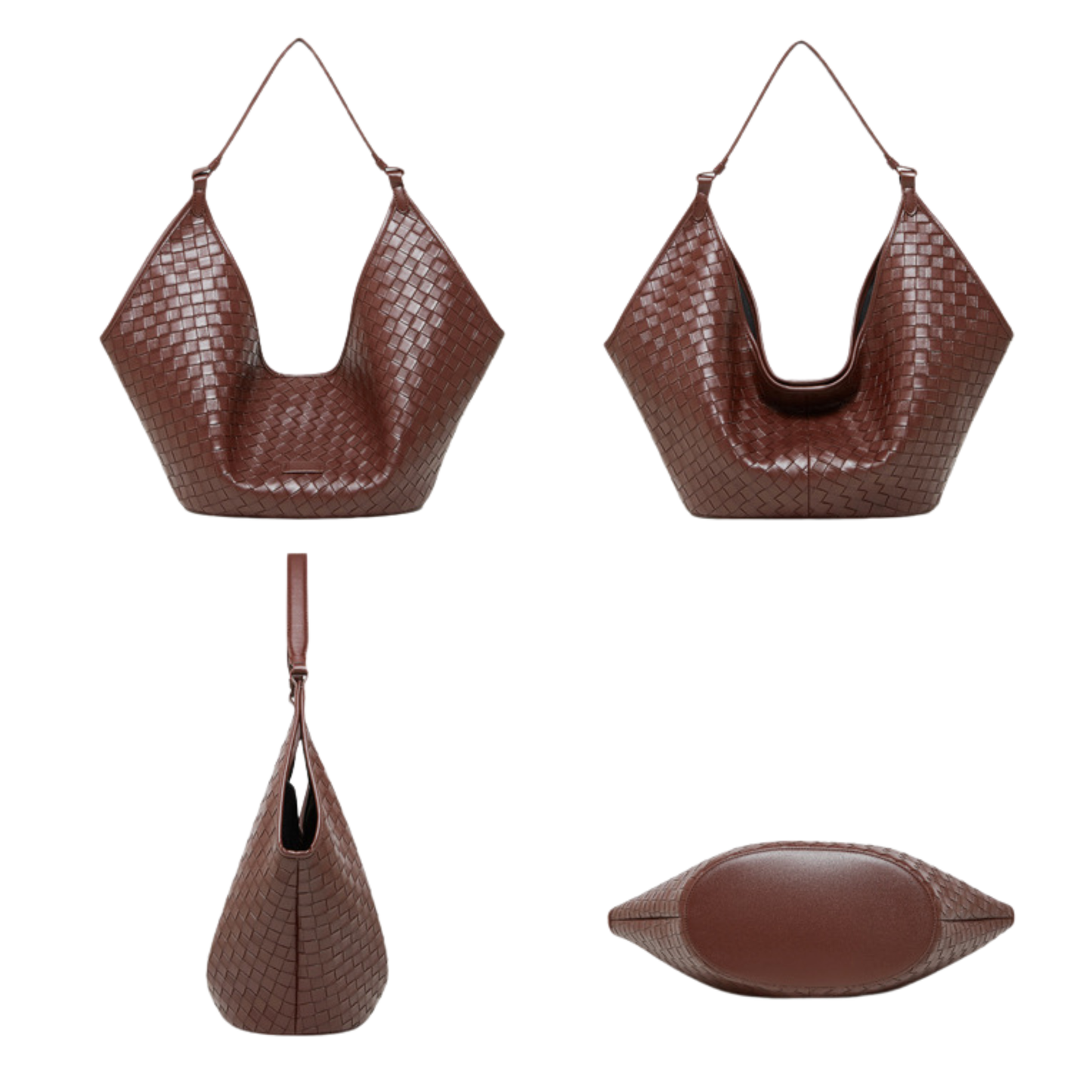 Woven Leather Hobo Shoulder Tote