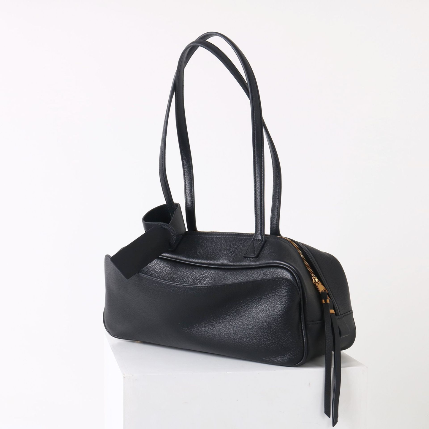 Top-Layer Leather Bowling Shoulder Bag