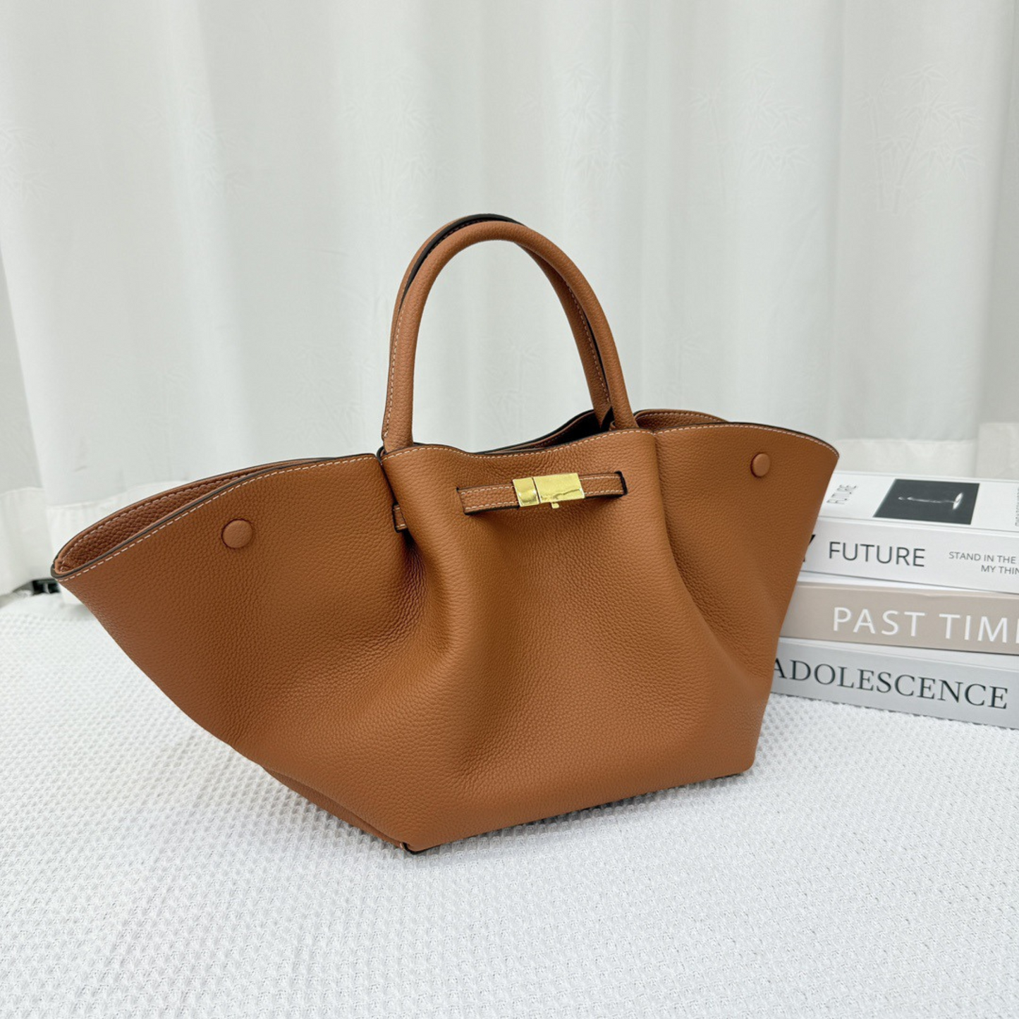 Structured Leather Tote Bag