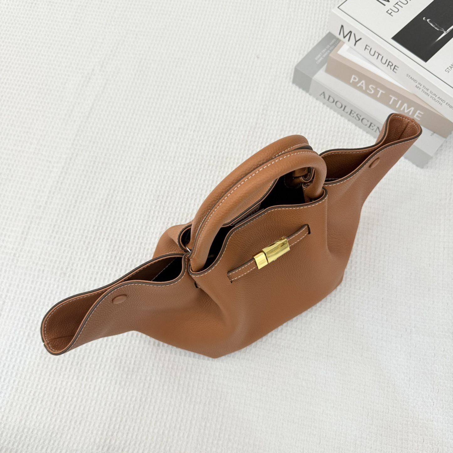 Structured Leather Tote Bag