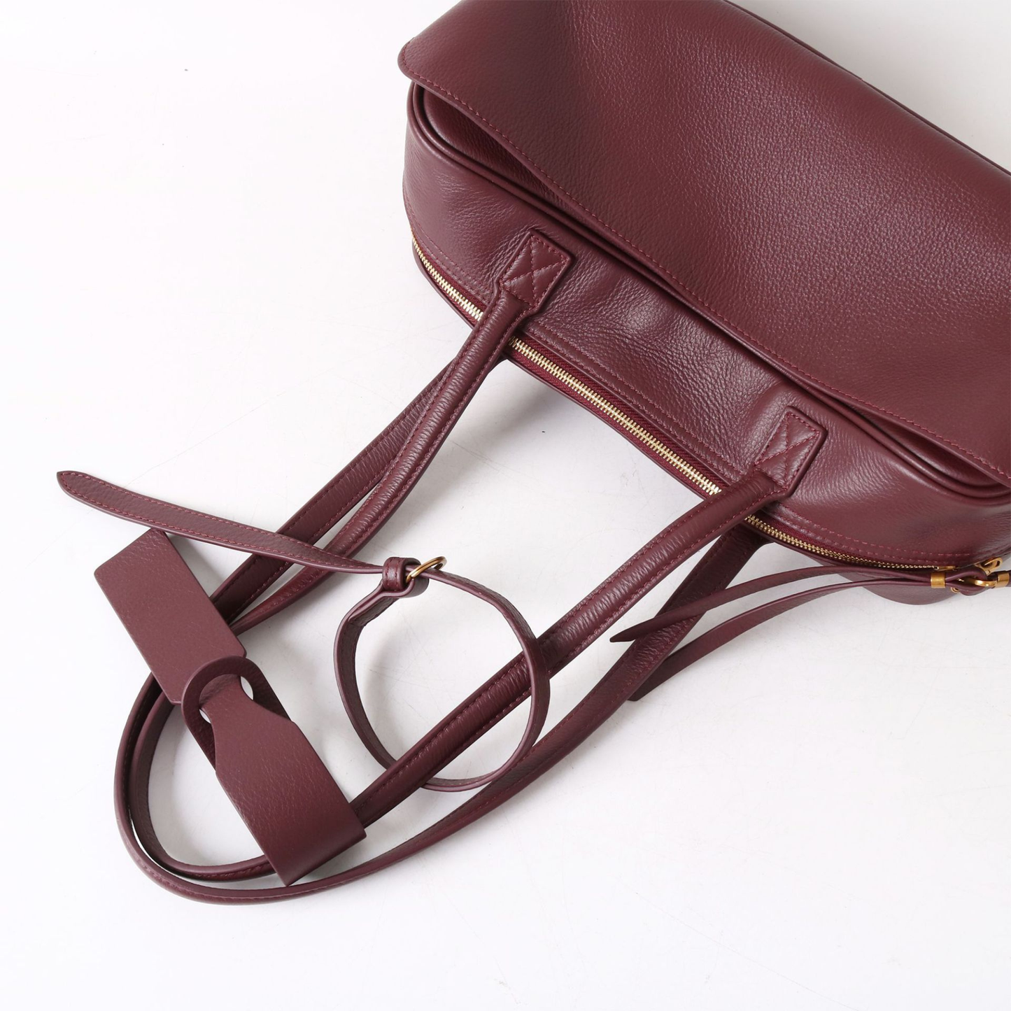 Top-Layer Leather Bowling Shoulder Bag