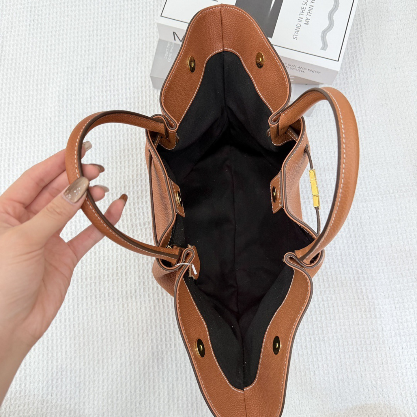 Structured Leather Tote Bag