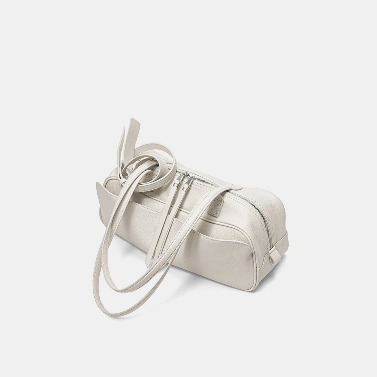 Top-Layer Leather Bowling Shoulder Bag