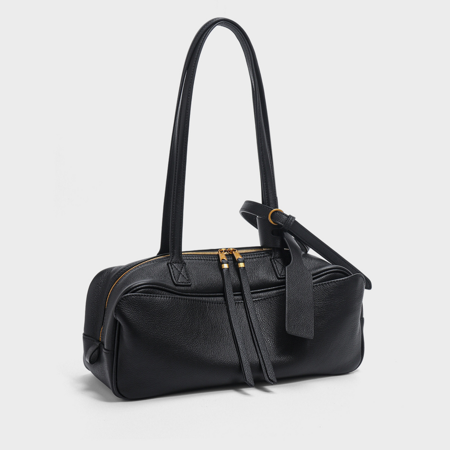 Top-Layer Leather Bowling Shoulder Bag