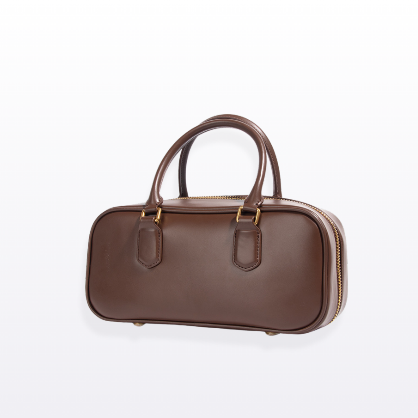 Compact Boxy Leather Bowling Top‑Handle Bag