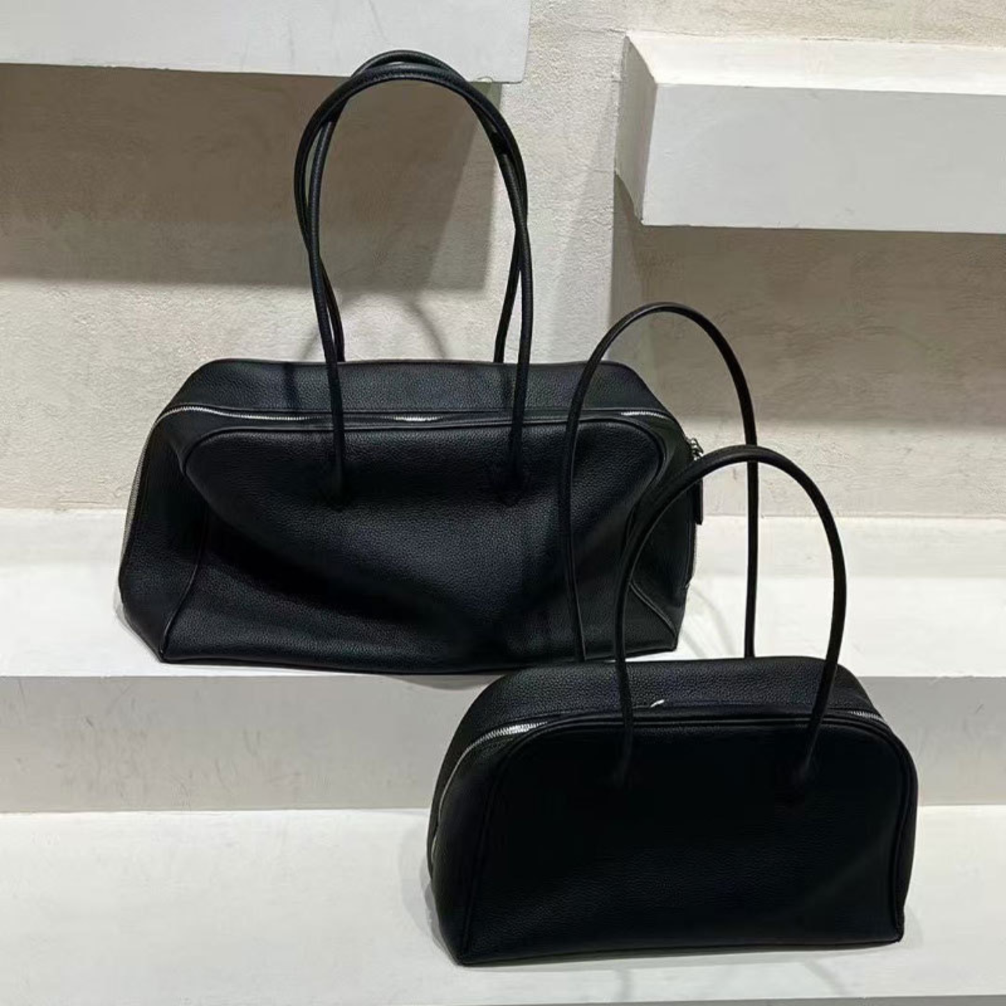 Classic Large Leather Bowling Bag