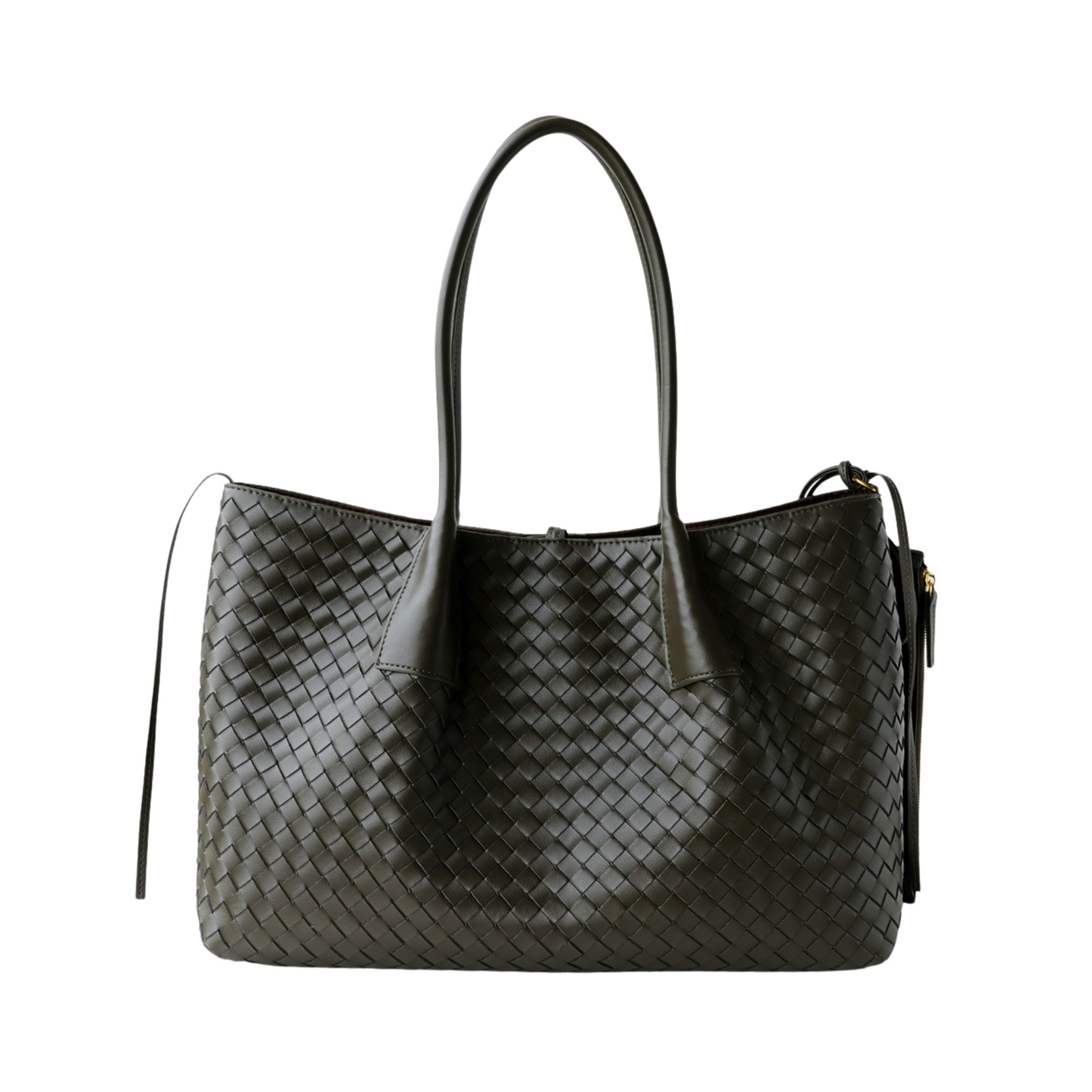 Woven Carryall Leather Shoulder Tote