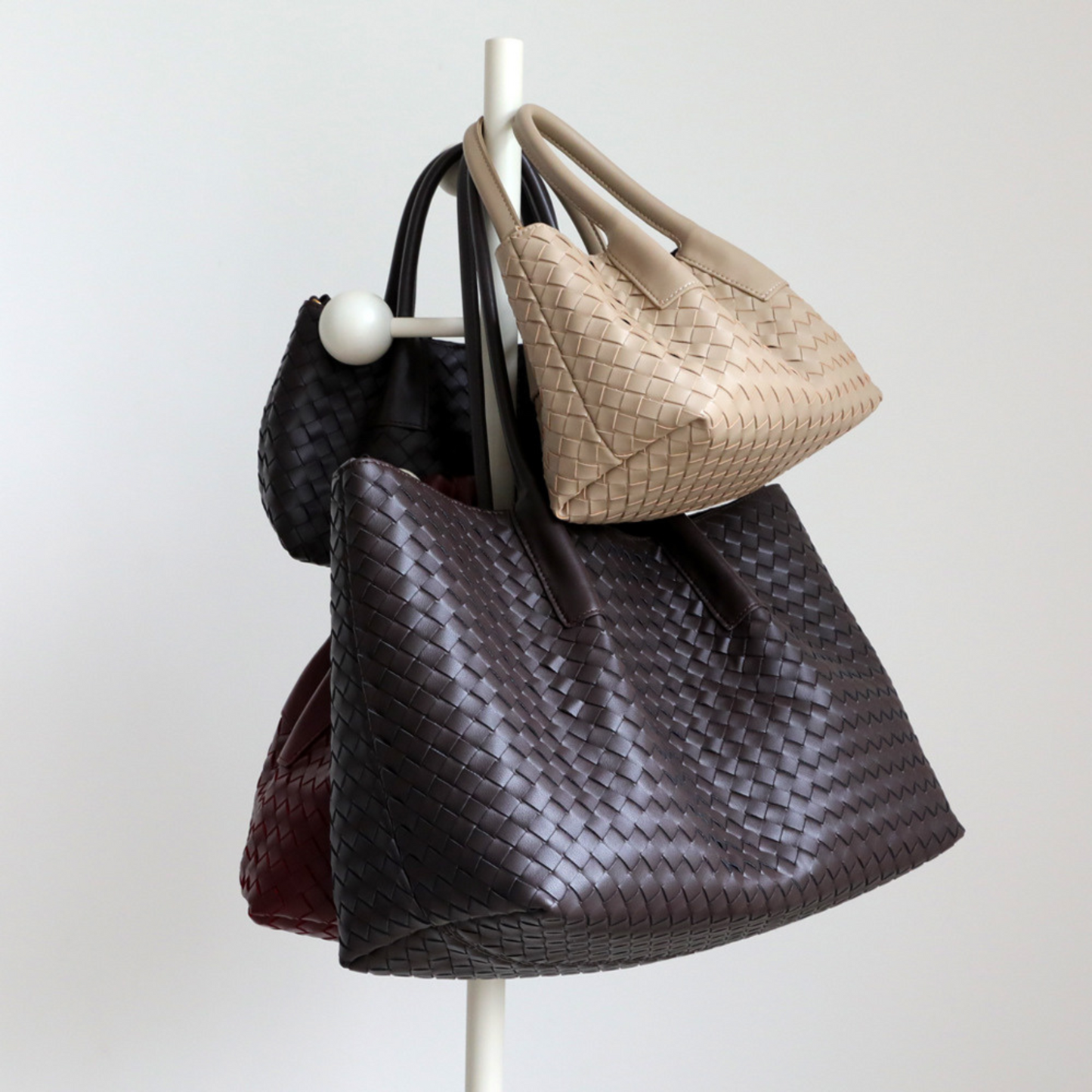 Woven Carryall Leather Shoulder Tote