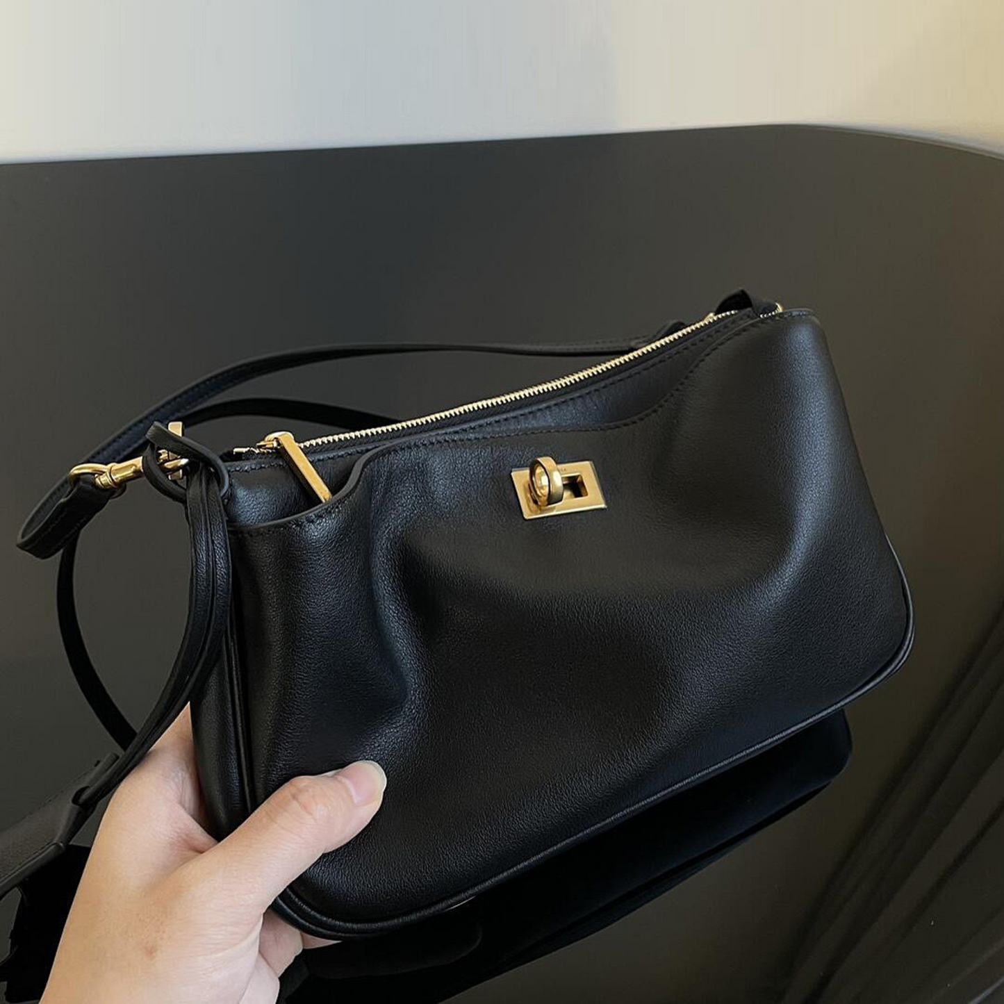 Bolso de mano de piel inspirado en BALENCIAGA-RODEO para mujer