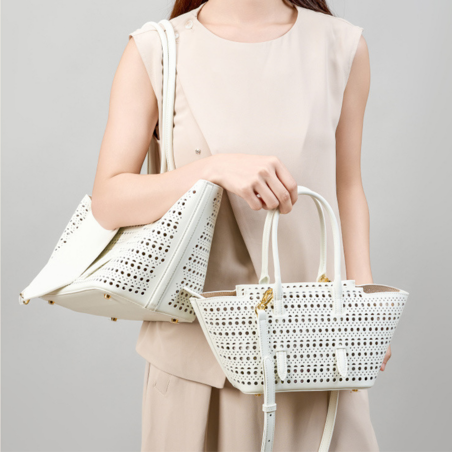 Hollow Out Shoulder Leather Bag
