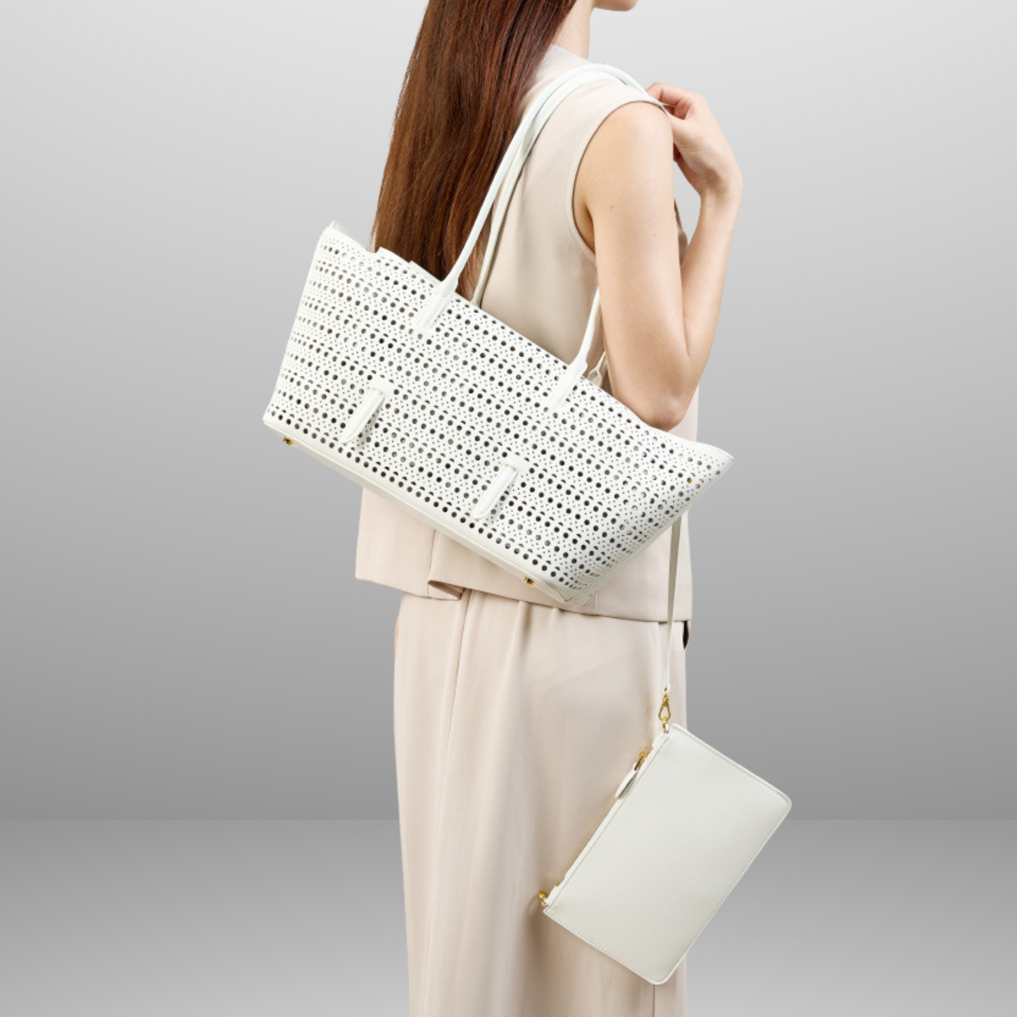 Hollow Out Shoulder Leather Bag